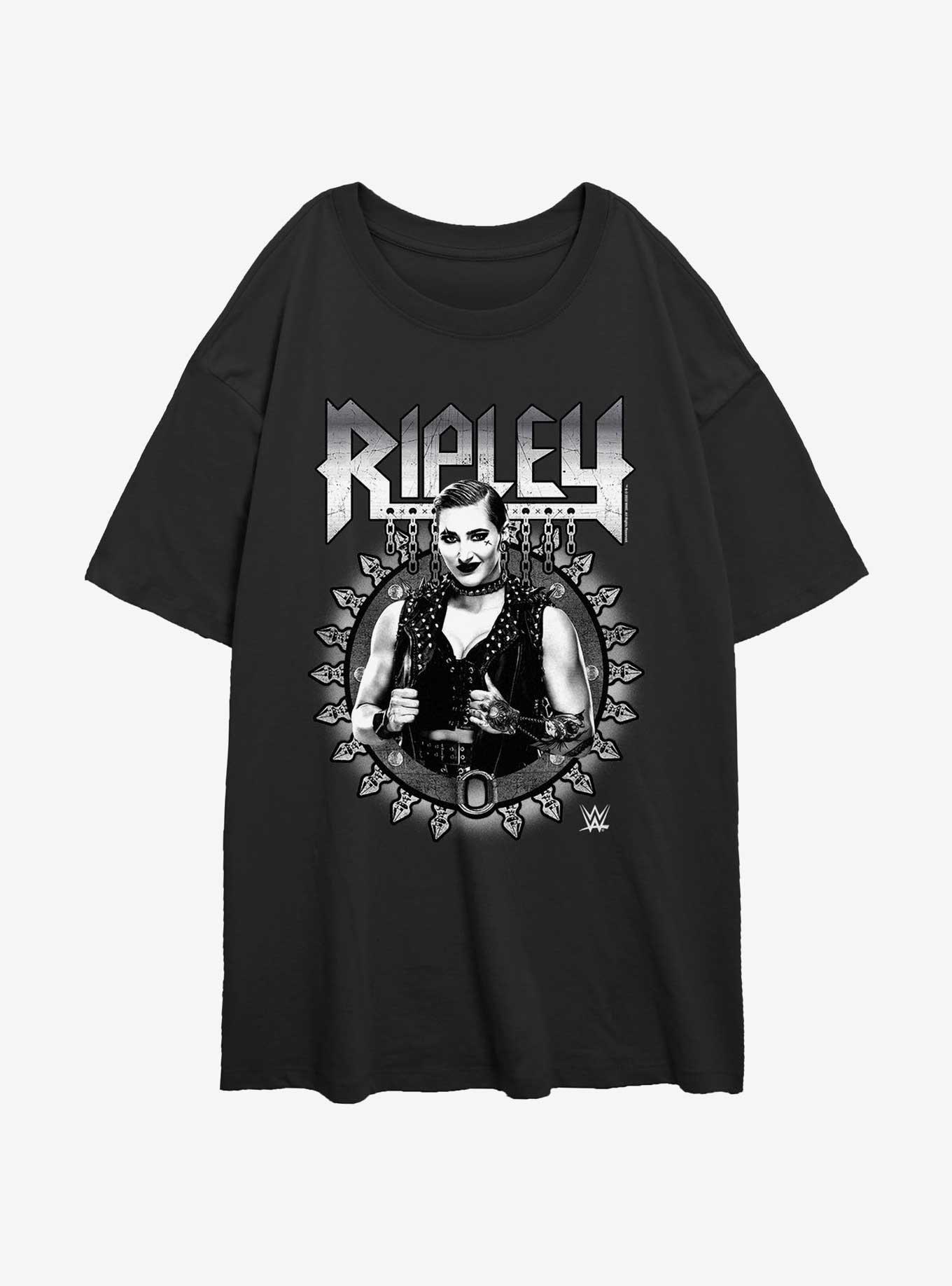 WWE Rhea Ripley Metal Womens Oversized T-Shirt, BLACK, hi-res