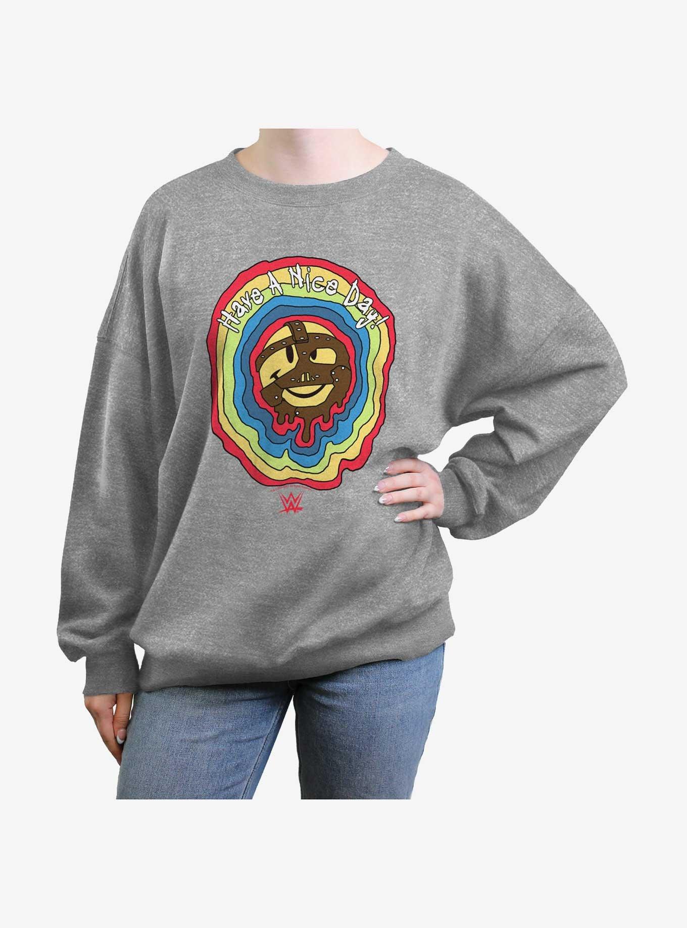 WWE Mick Foley Mankind Have A Nice Day! Womens Oversized Sweatshirt, HEATHER GR, hi-res