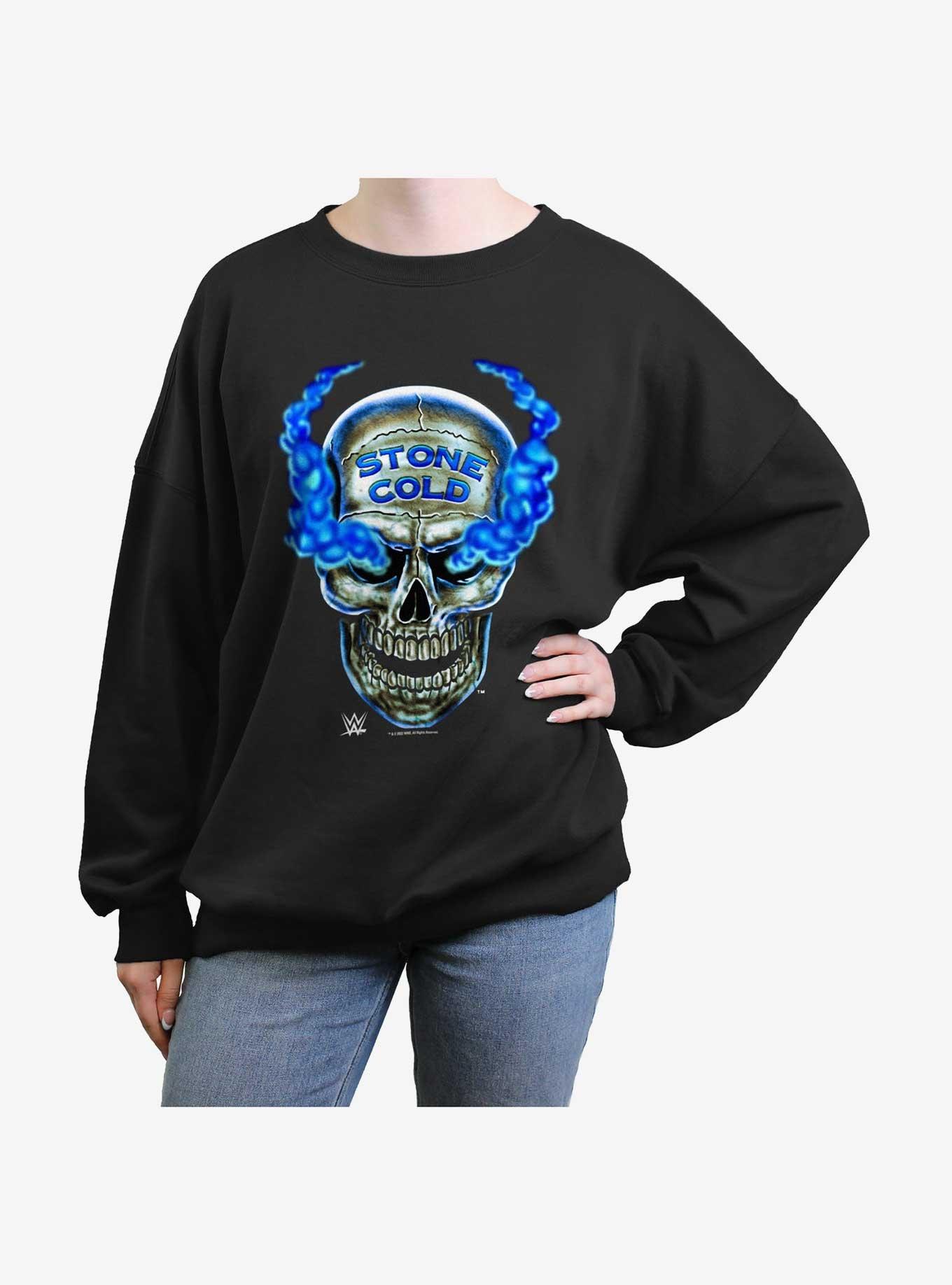 WWE Austin 316 Skull Womens Oversized Sweatshirt, BLACK, hi-res