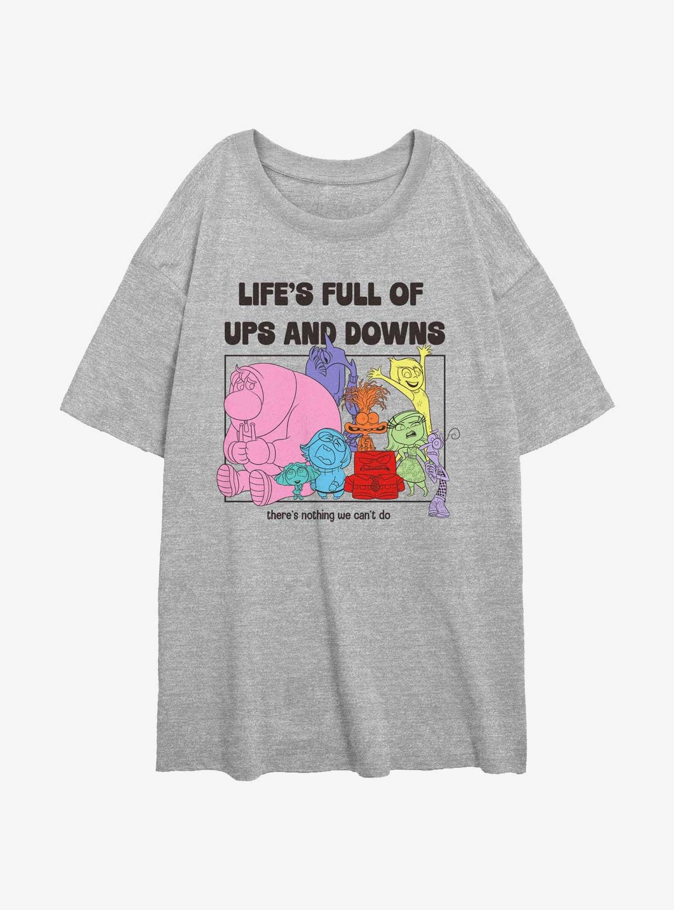 Disney Pixar Inside Out 2 Life's Full Of Ups And Downs Womens Oversized T-Shirt, ATH HTR, hi-res