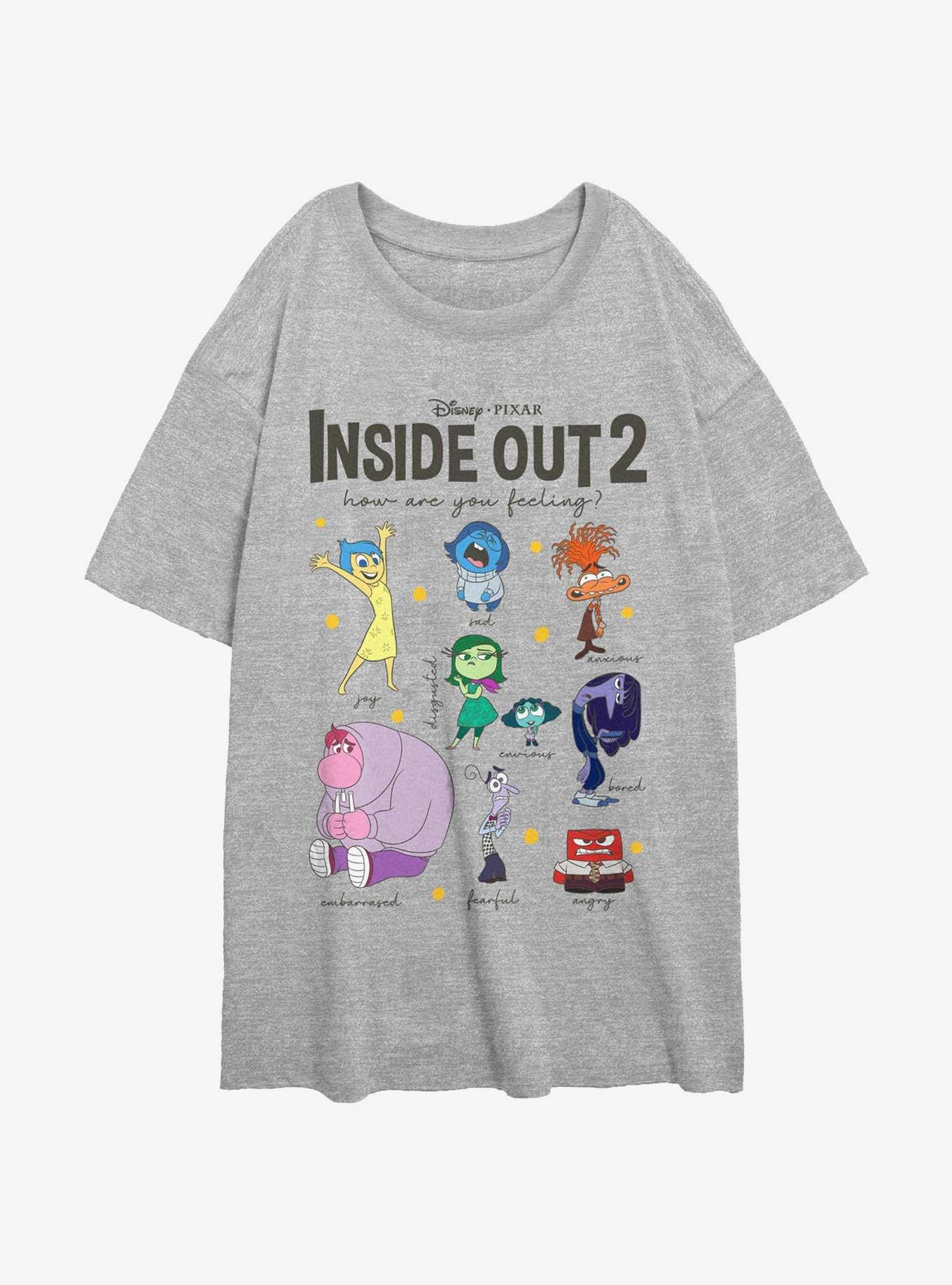 Disney Pixar Inside Out 2 Textbook Of Emotions Womens Oversized T-Shirt, ATH HTR, hi-res