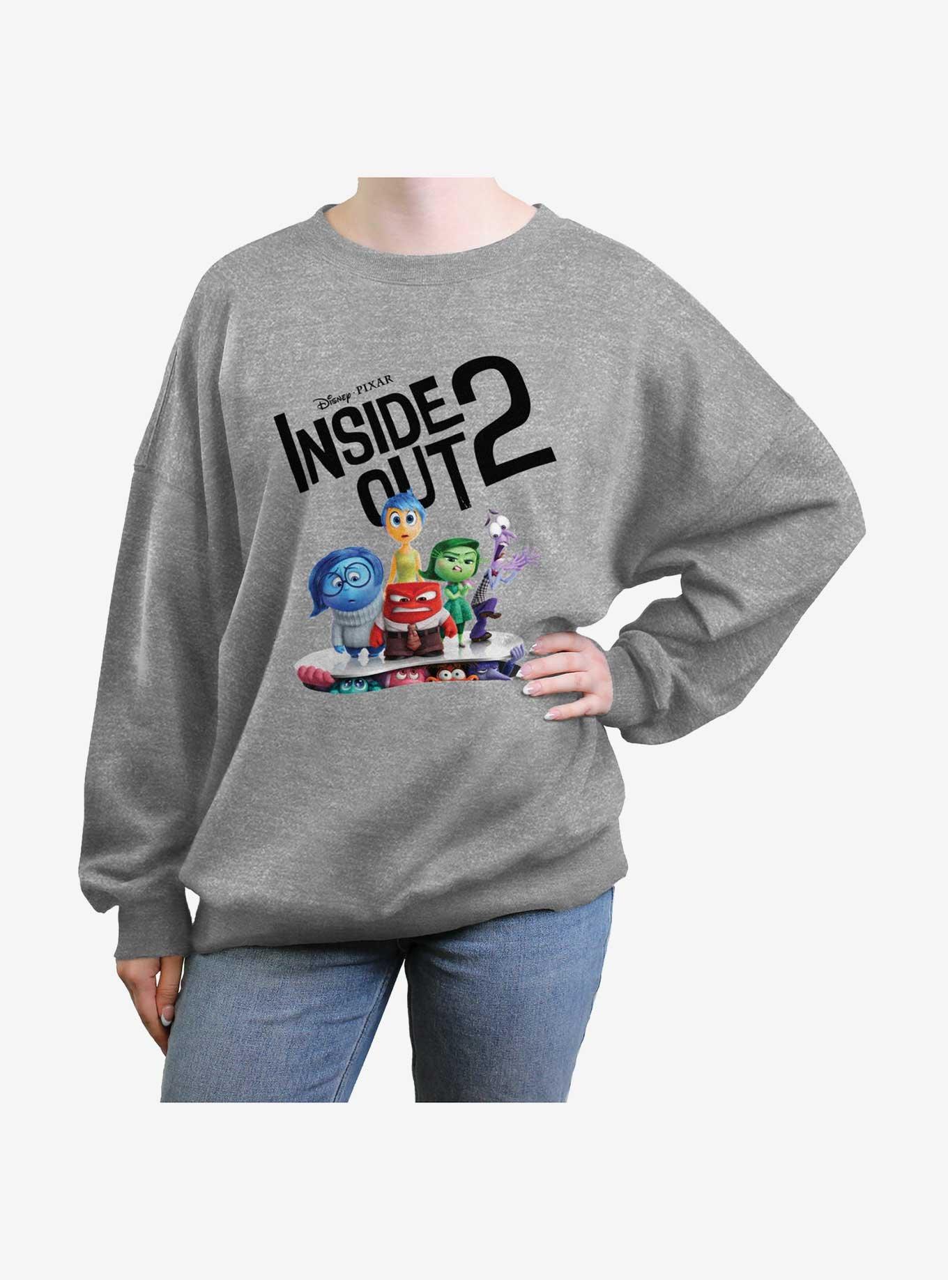 Disney Pixar Inside Out 2 Movie Poster Womens Oversized Sweatshirt, HEATHER GR, hi-res