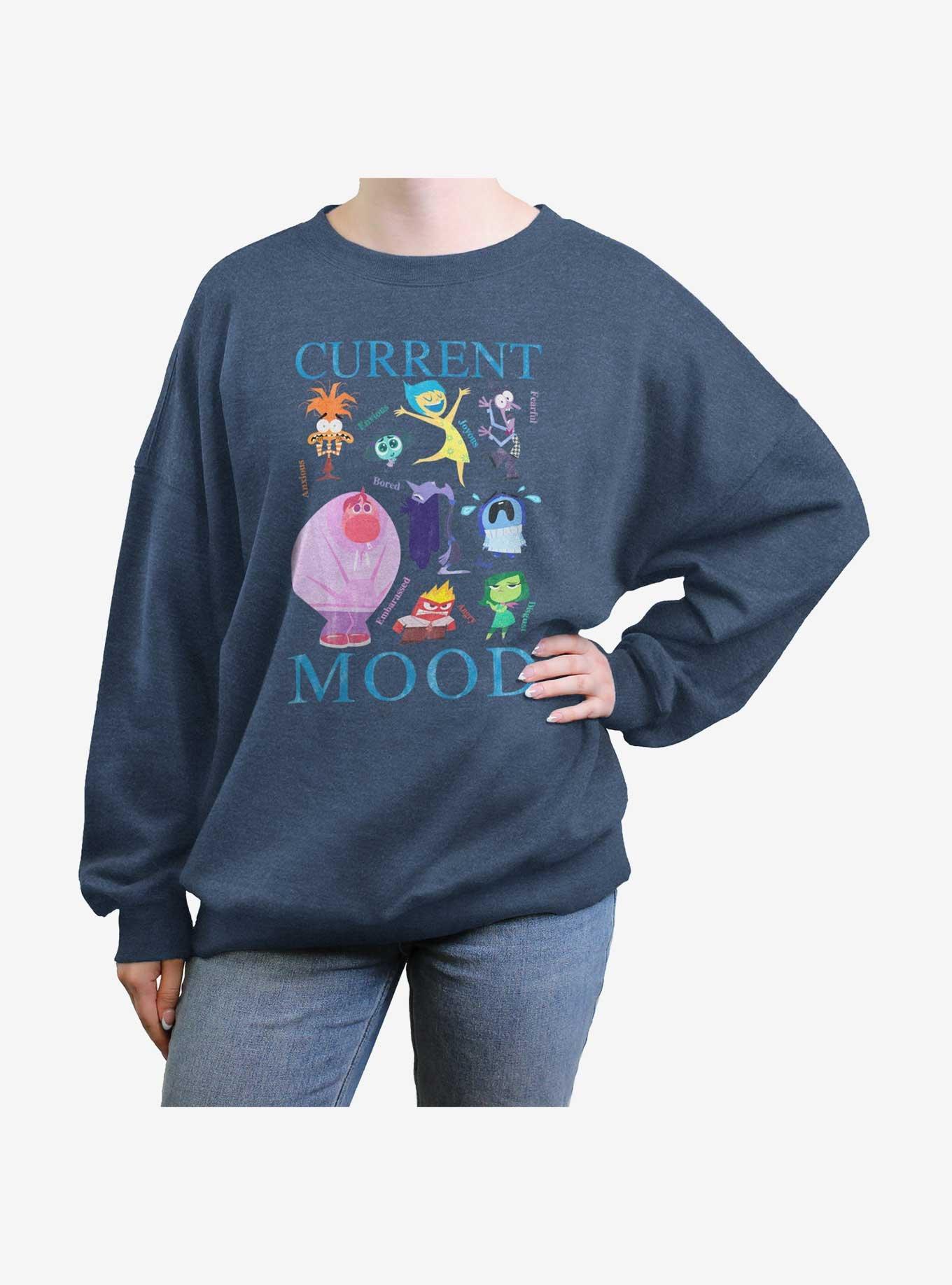 Disney Pixar Inside Out 2 Current Mood Womens Oversized Sweatshirt, BLUEHTR, hi-res