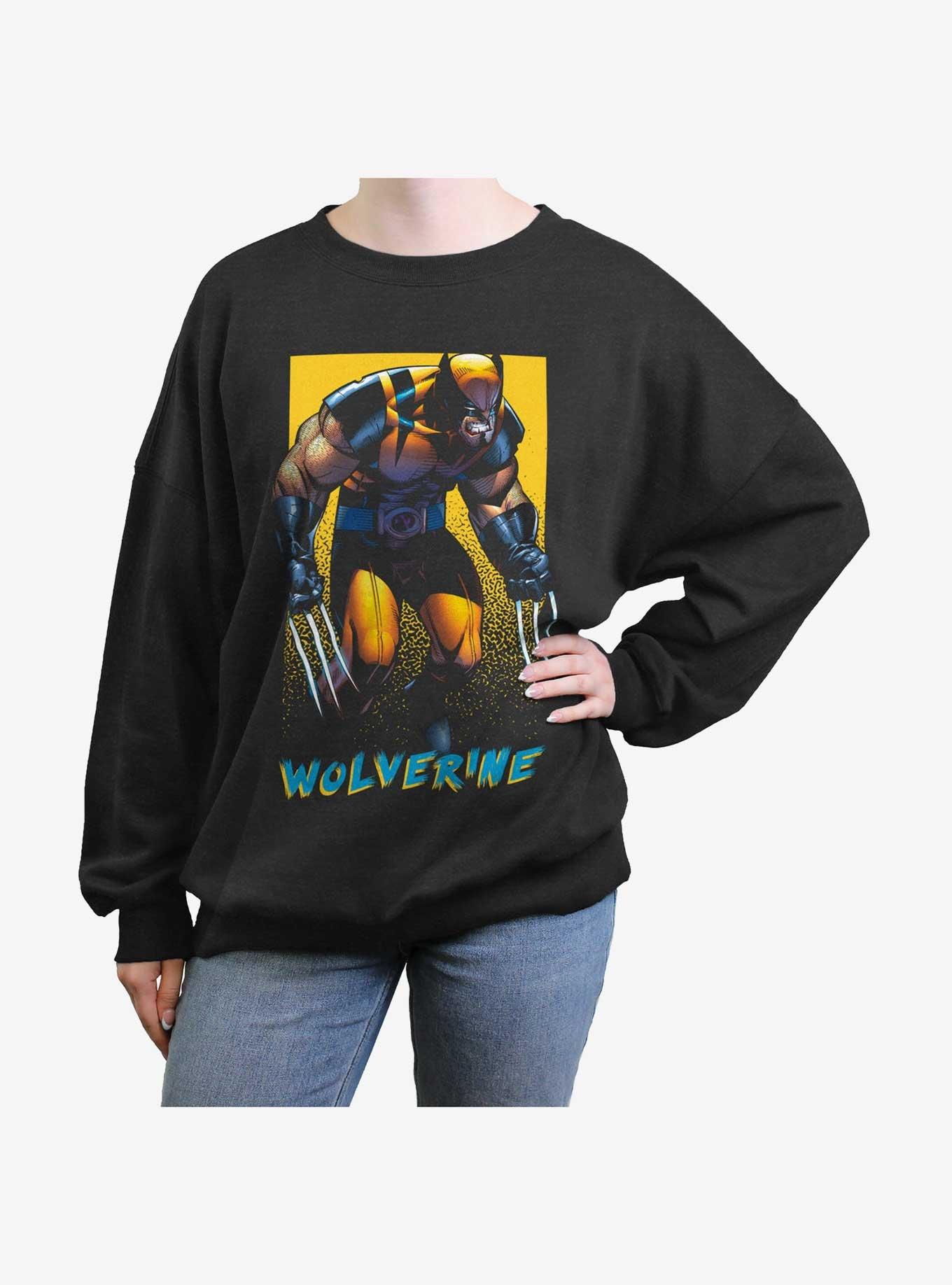 Wolverine Claws Out Poster Womens Oversized Sweatshirt, BLACK, hi-res