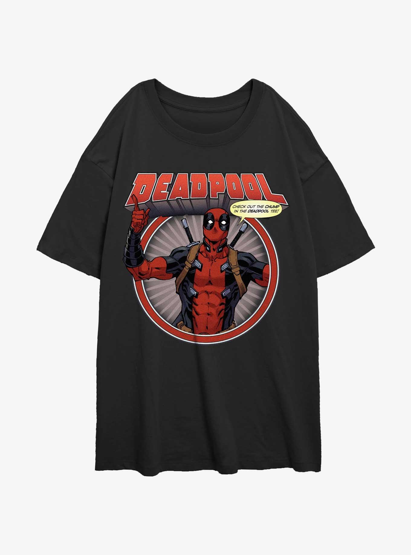 Marvel Deadpool Check Out The Chump Womens Oversized T-Shirt, BLACK, hi-res