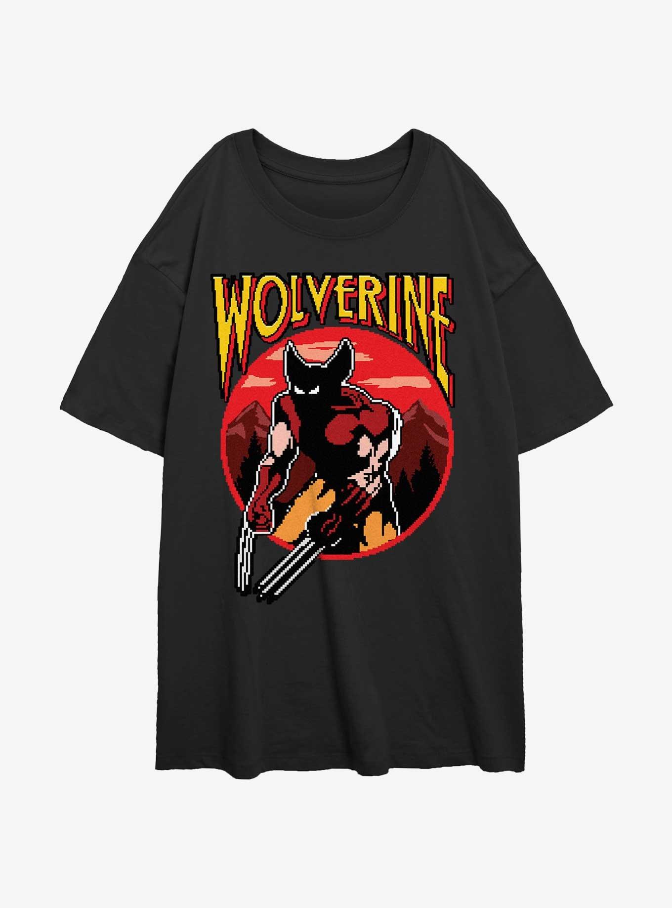Wolverine Pixel Wolverine Womens Oversized T-Shirt, BLACK, hi-res