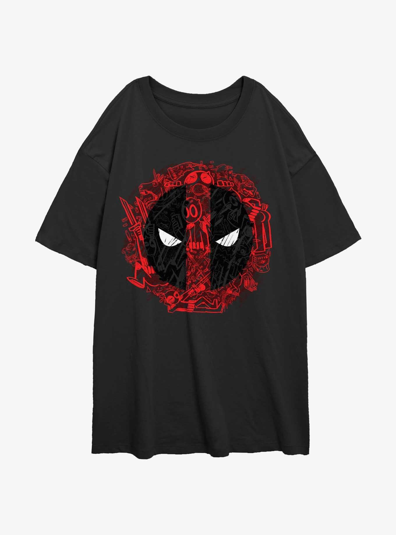 Marvel Deadpool Evil Eye Icons Womens Oversized T-Shirt, BLACK, hi-res