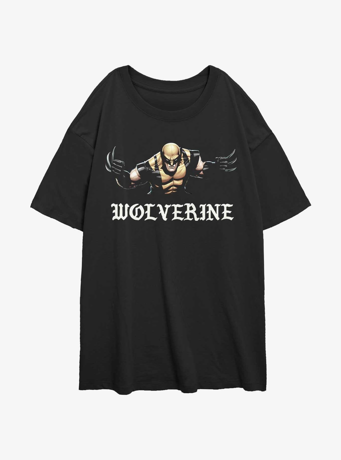 Wolverine Punch With Blades Womens Oversized T-Shirt, BLACK, hi-res