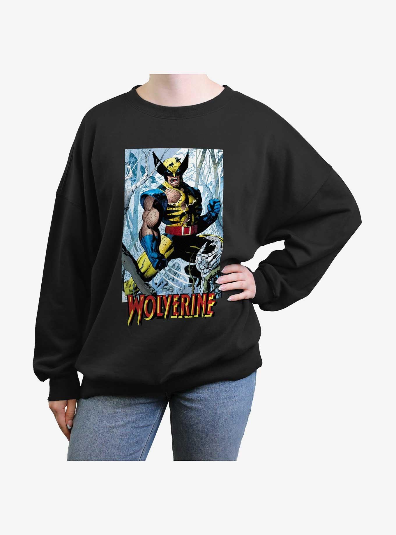 Wolverine Discipline 22 From Then Til Now Trading Card Womens Oversized Sweatshirt, BLACK, hi-res