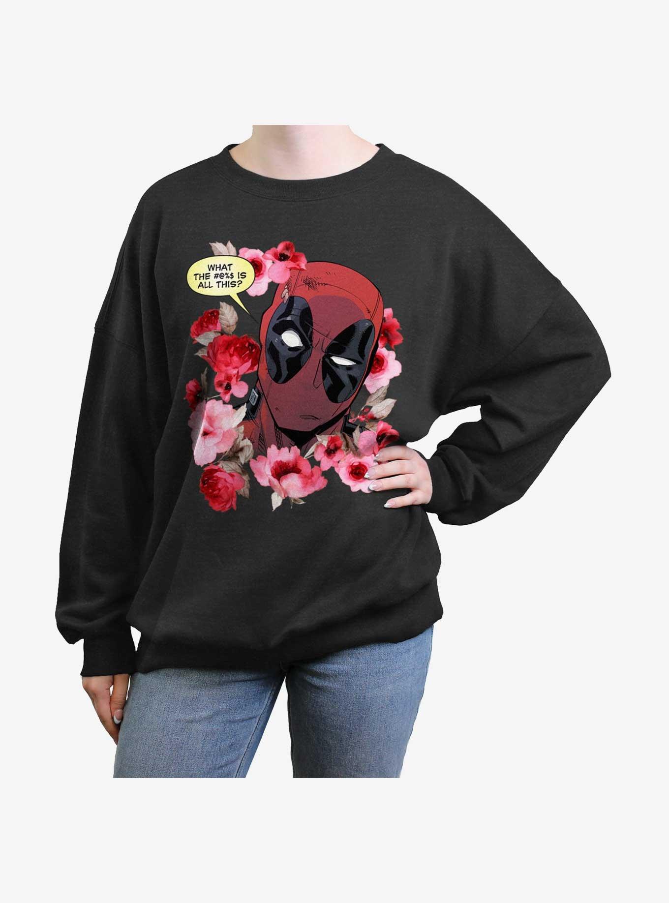Marvel Deadpool What Is This Womens Oversized Sweatshirt, CHARCOAL, hi-res