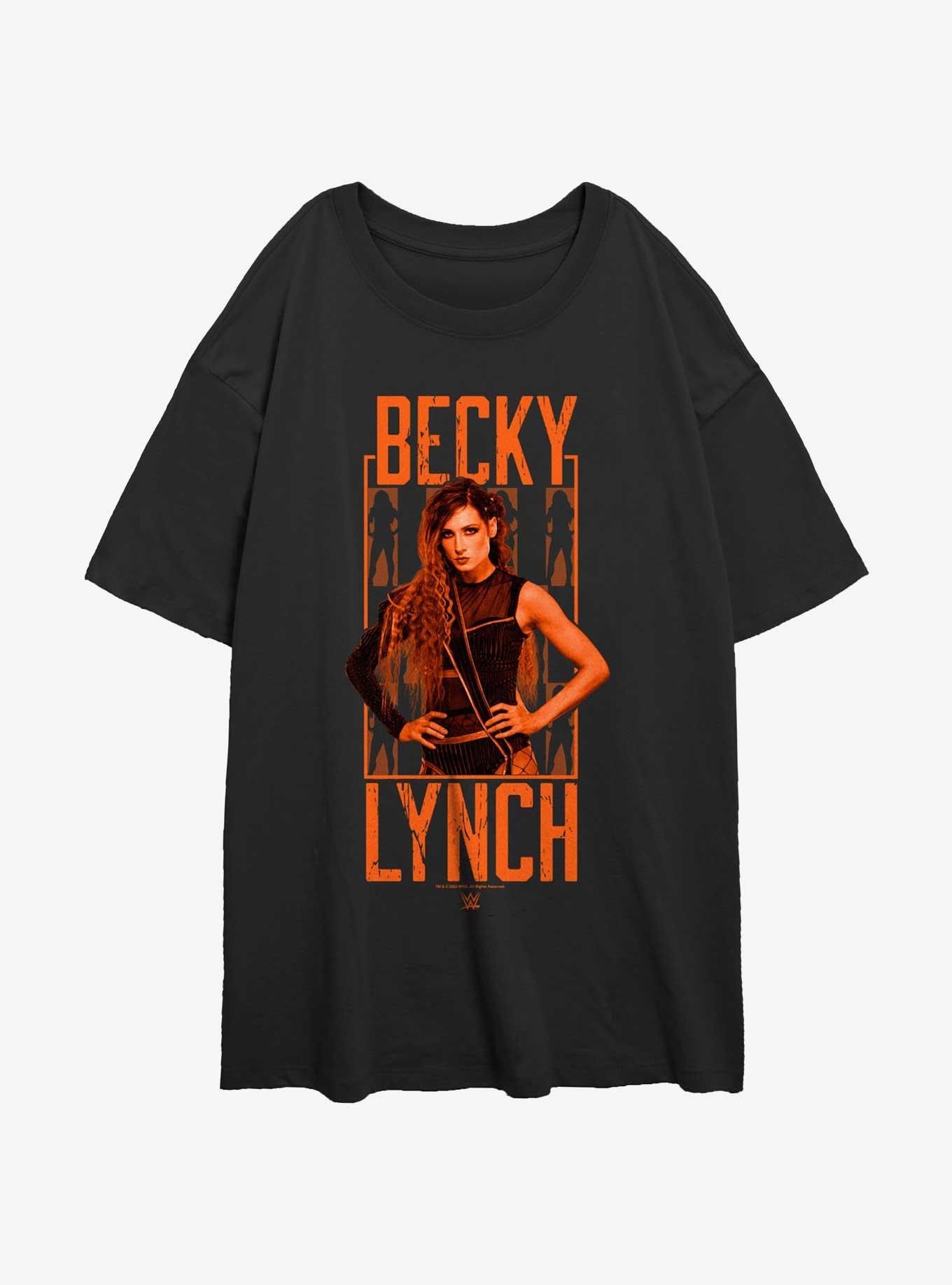 WWE Becky Lynch Portrait Logo Womens Oversized T-Shirt, BLACK, hi-res