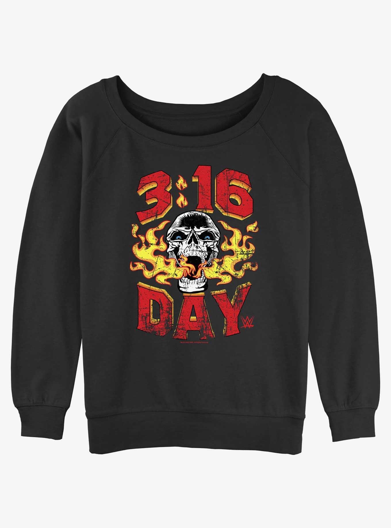 WWE 3:16 Day Stone Cold Steve Austin Womens Slouchy Sweatshirt, BLACK, hi-res