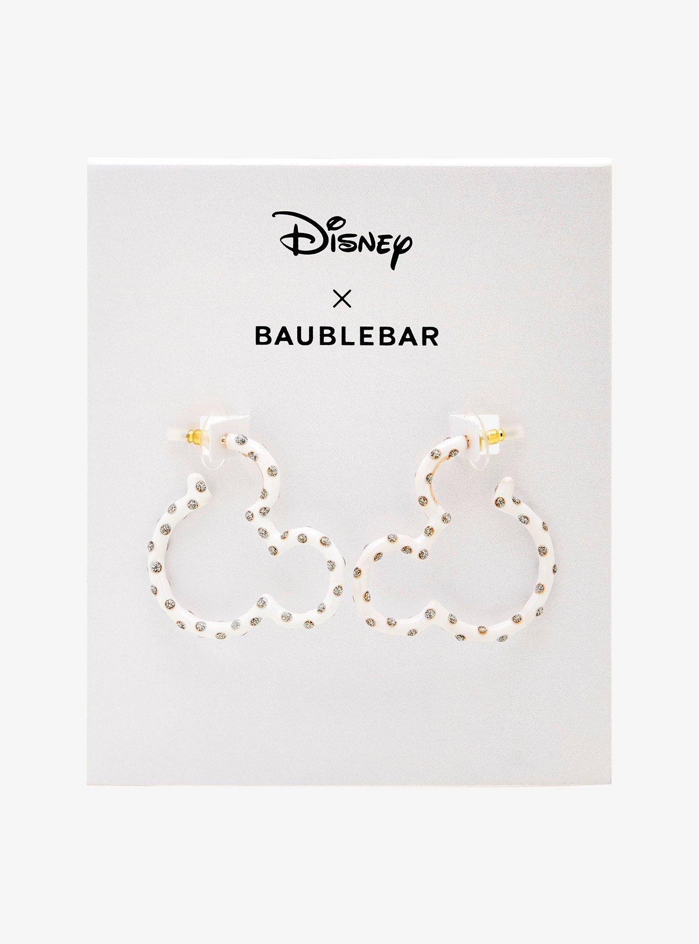 Baublebar Disney Mickey Mouse White & Silver Silhouette Glitter Earrings