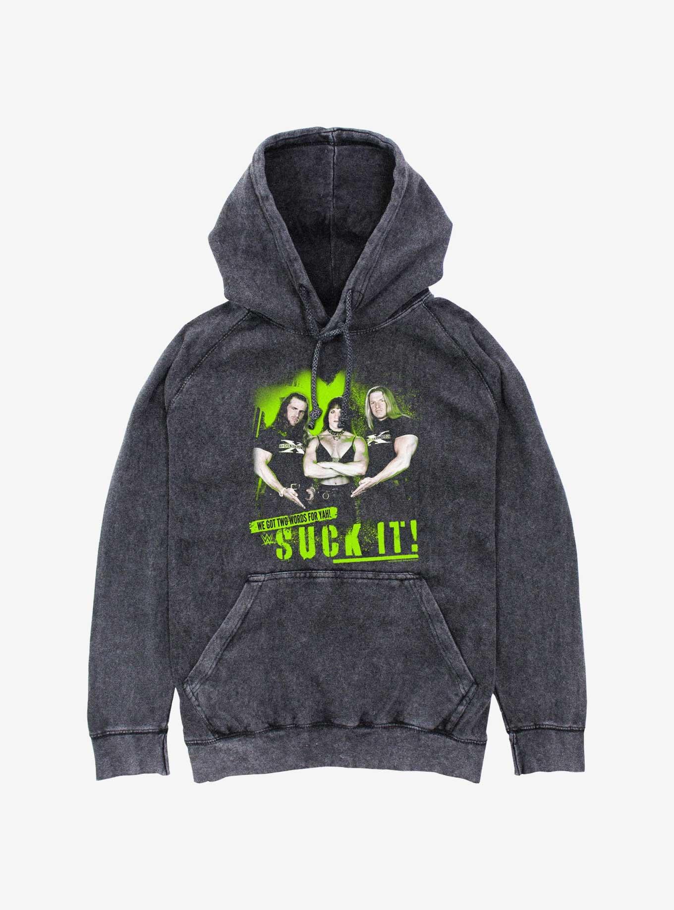 WWE Two Words For Ya Mineral Wash Hoodie, BLACK, hi-res