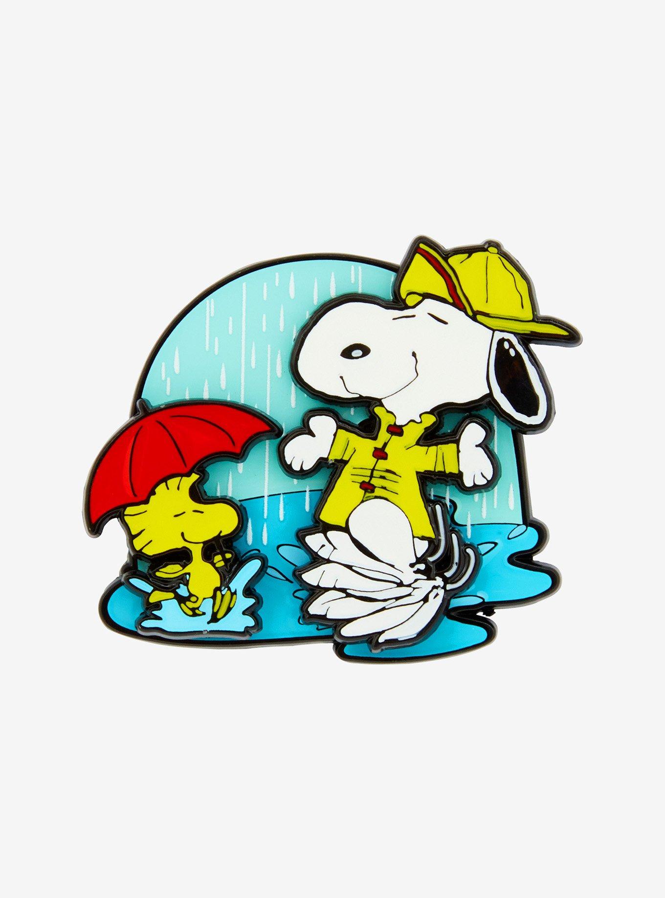 Peanuts Snoopy & Woodstock Raincoat Splash Moving Enamel Pin — BoxLunch Exclusive, , hi-res