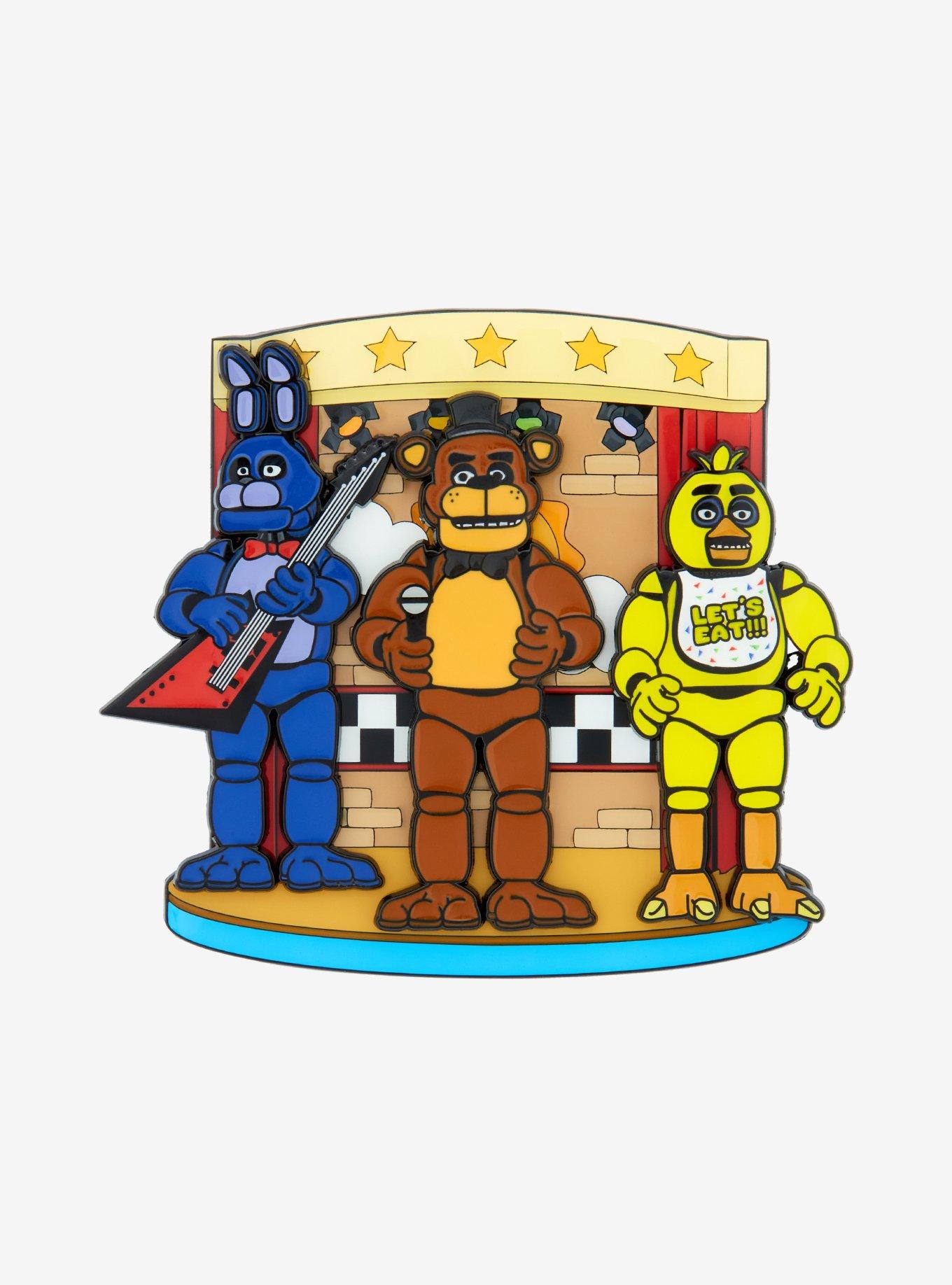 Five Nights At Freddy's Bonnie, Chica, & Freddy Stage Enamel Pin Set - BoxLunch Exclusive, , hi-res