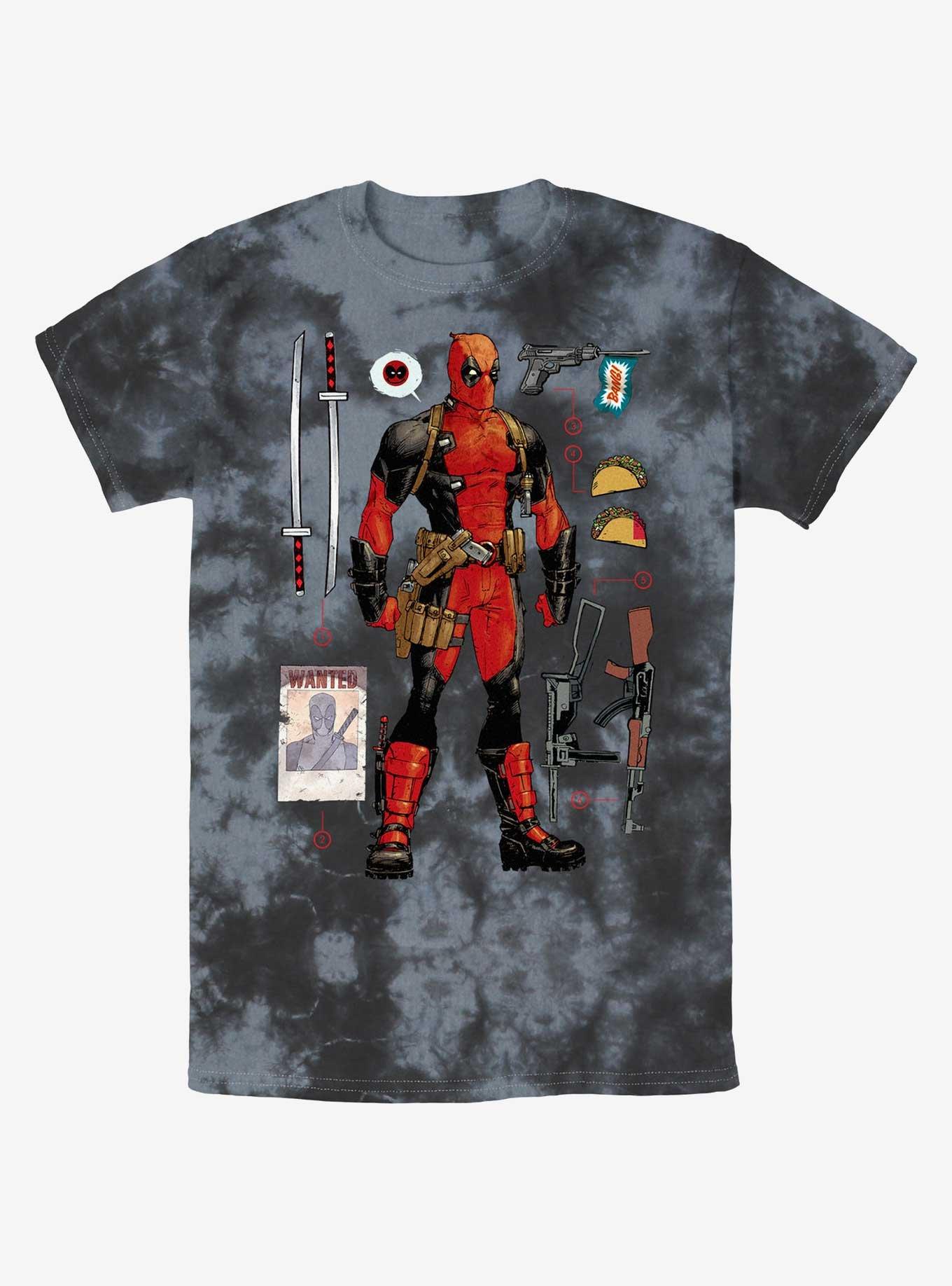 Marvel Deadpool Mercenary Items Tie-Dye T-Shirt, BLKCHAR, hi-res
