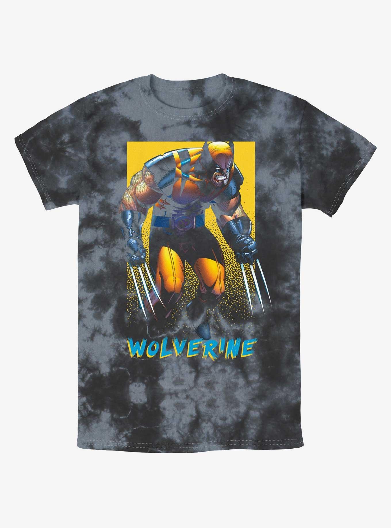 Wolverine Claws Out Poster Tie-Dye T-Shirt, BLKCHAR, hi-res