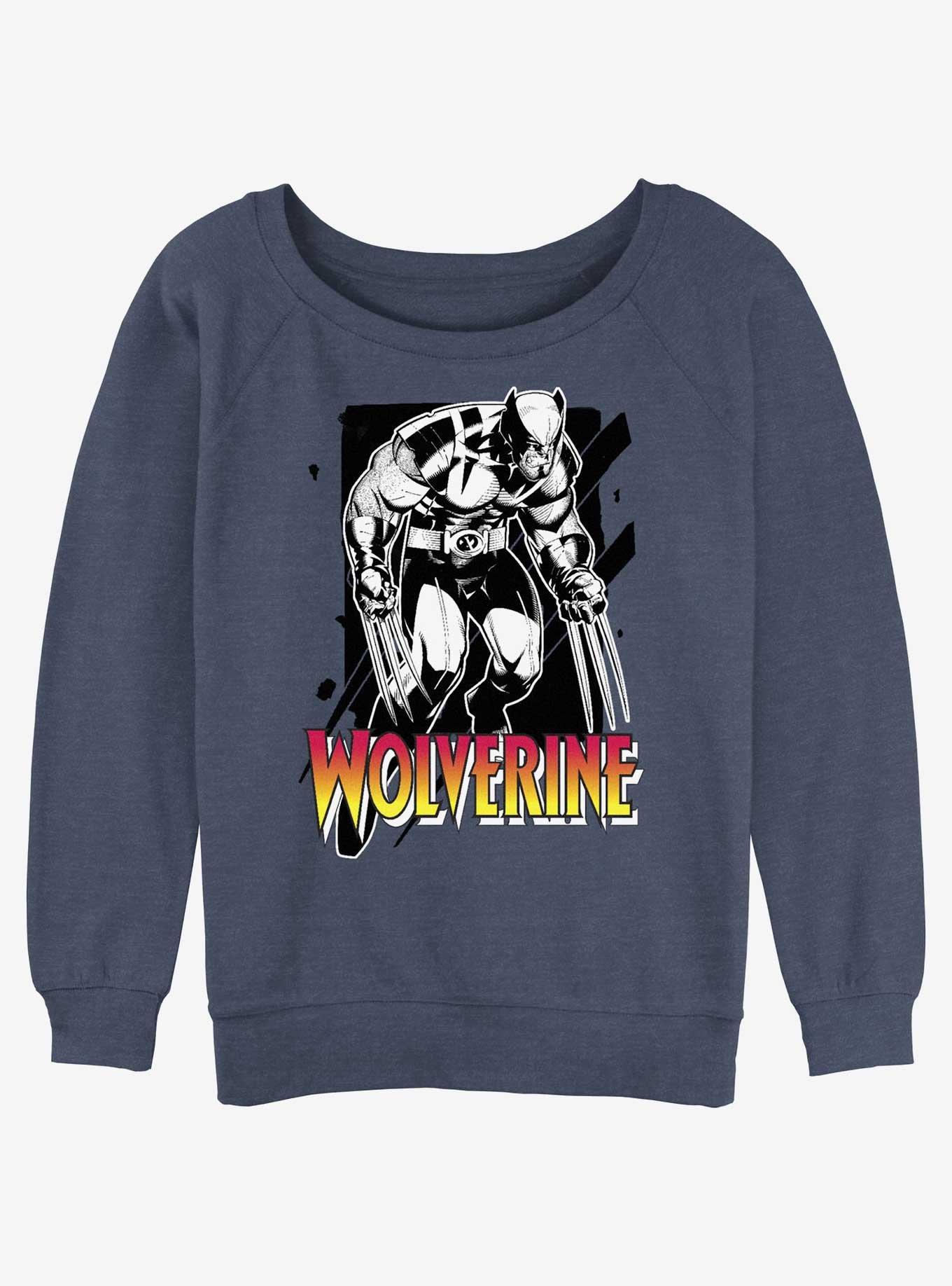 Wolverine Claw Marks Womens Slouchy Sweatshirt, BLACK, hi-res