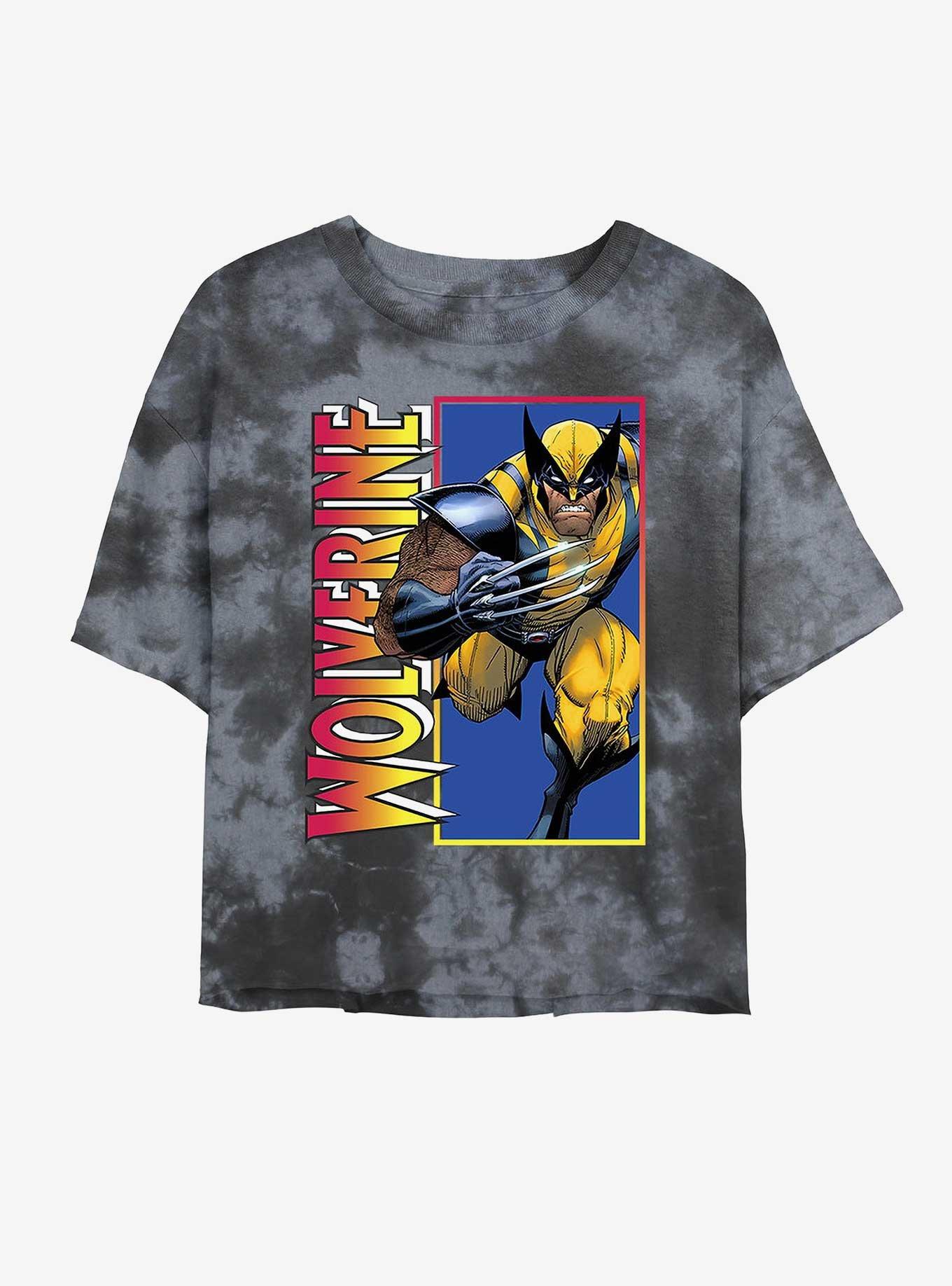 Wolverine Classic Wolverine Womens Tie-Dye Crop T-Shirt, BLKCHAR, hi-res