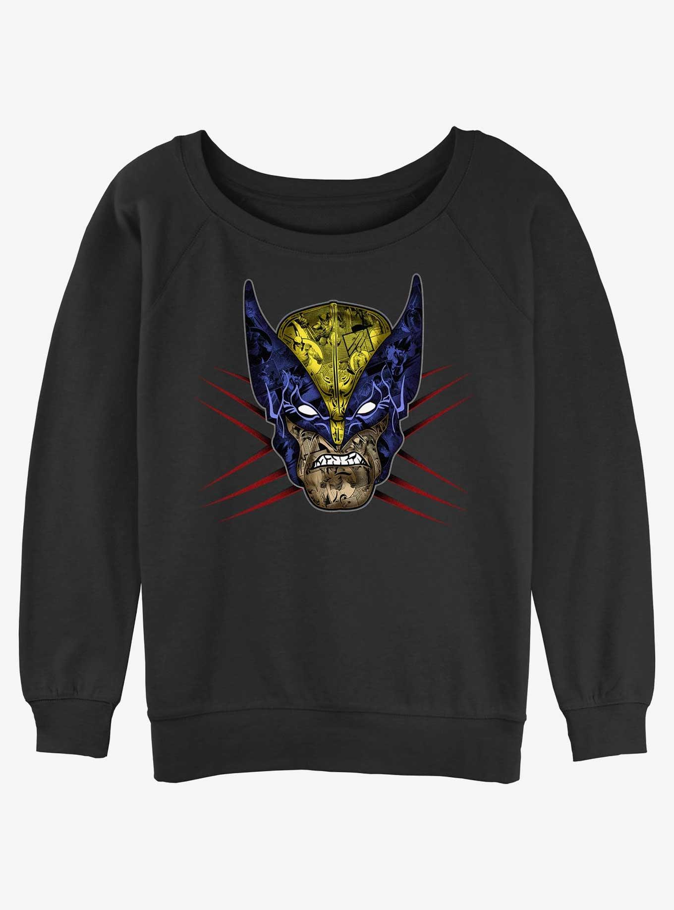 Wolverine Rage Face Womens Slouchy Sweatshirt, BLACK, hi-res