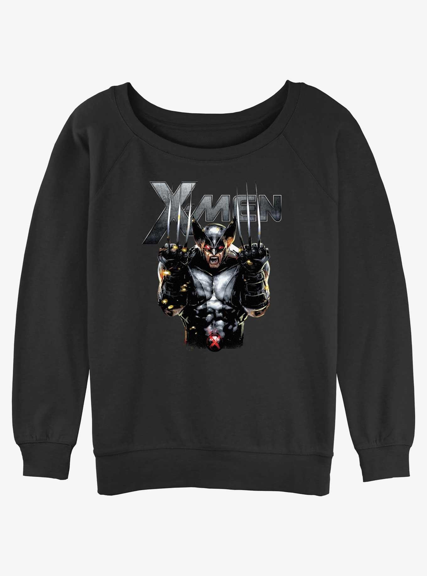 Wolverine Adamantium Rage Womens Slouchy Sweatshirt, BLACK, hi-res
