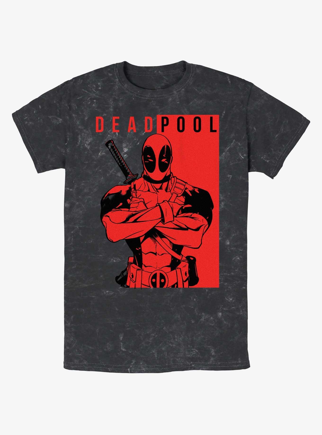 Marvel Deadpool Police Mineral Wash T-Shirt, BLACK, hi-res