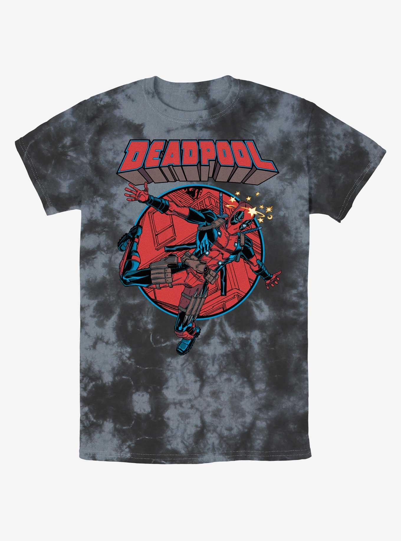 Marvel Deadpool Falling Dummy Tie-Dye T-Shirt, BLKCHAR, hi-res