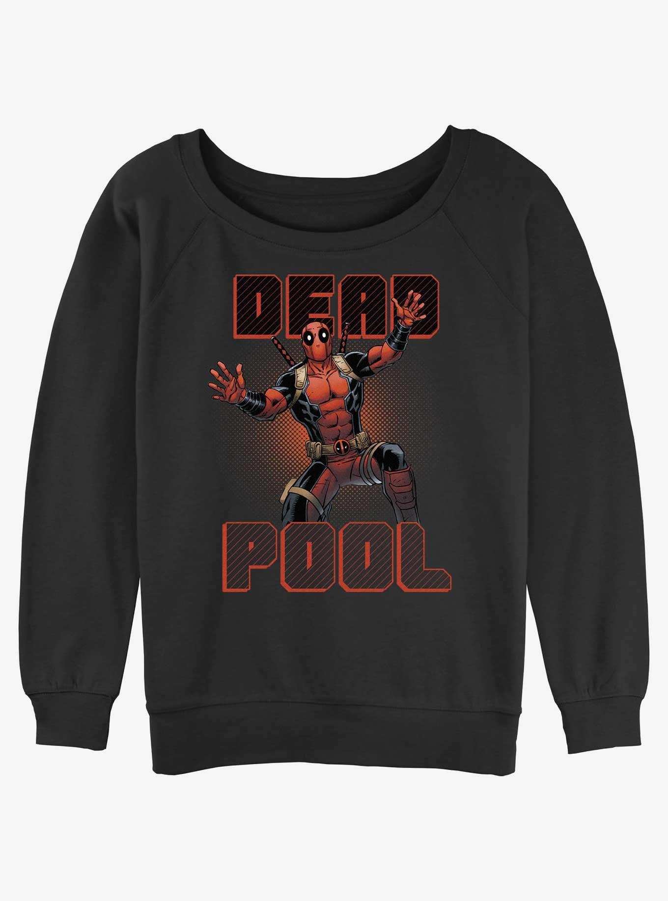 Marvel Deadpool Jazz Hands Merc Womens Slouchy Sweatshirt, BLACK, hi-res