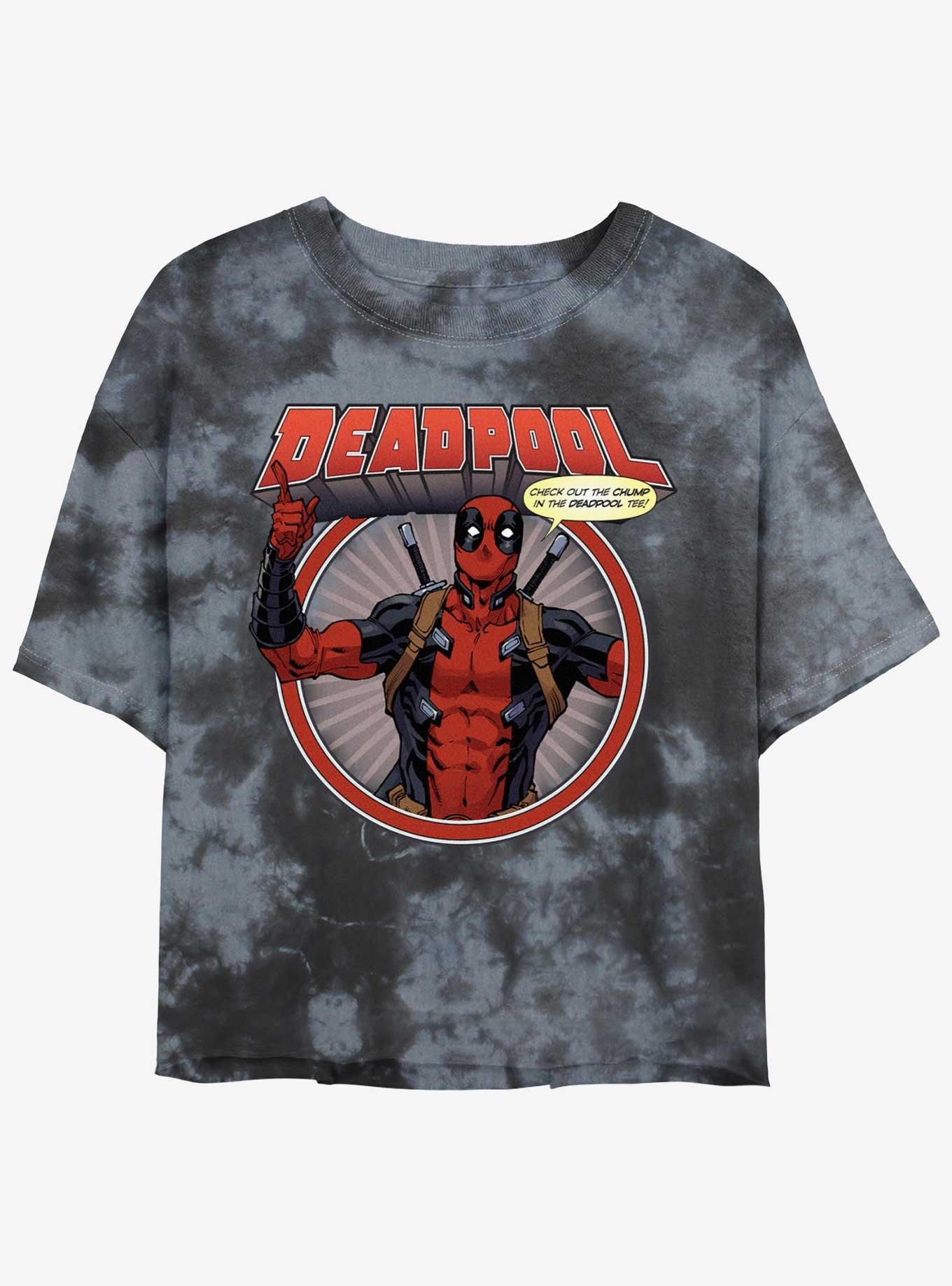 Marvel Deadpool Check Out The Chump Womens Tie-Dye Crop T-Shirt, BLKCHAR, hi-res