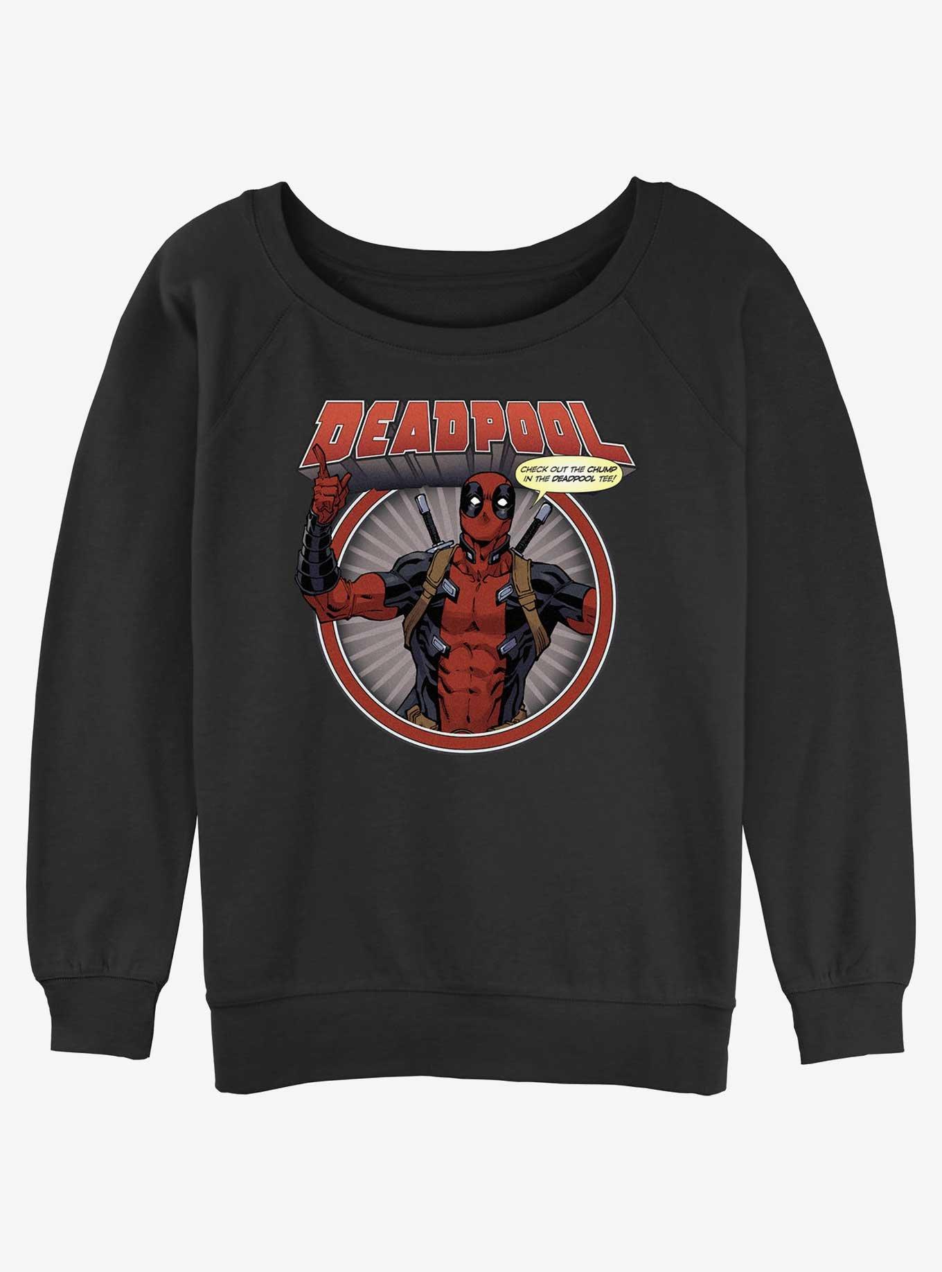 Marvel Deadpool Check Out The Chump Womens Slouchy Sweatshirt, BLACK, hi-res