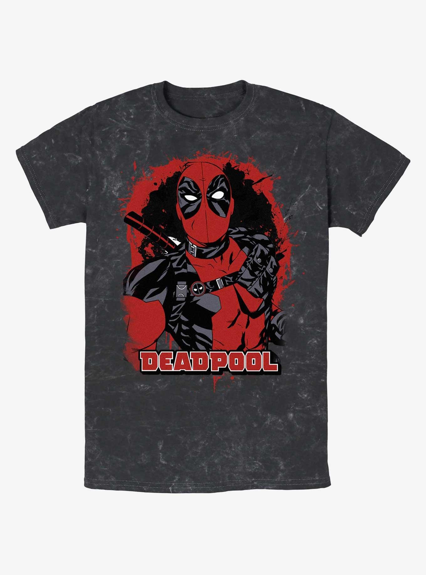 Marvel Deadpool Painted Merc Mineral Wash T-Shirt, BLACK, hi-res