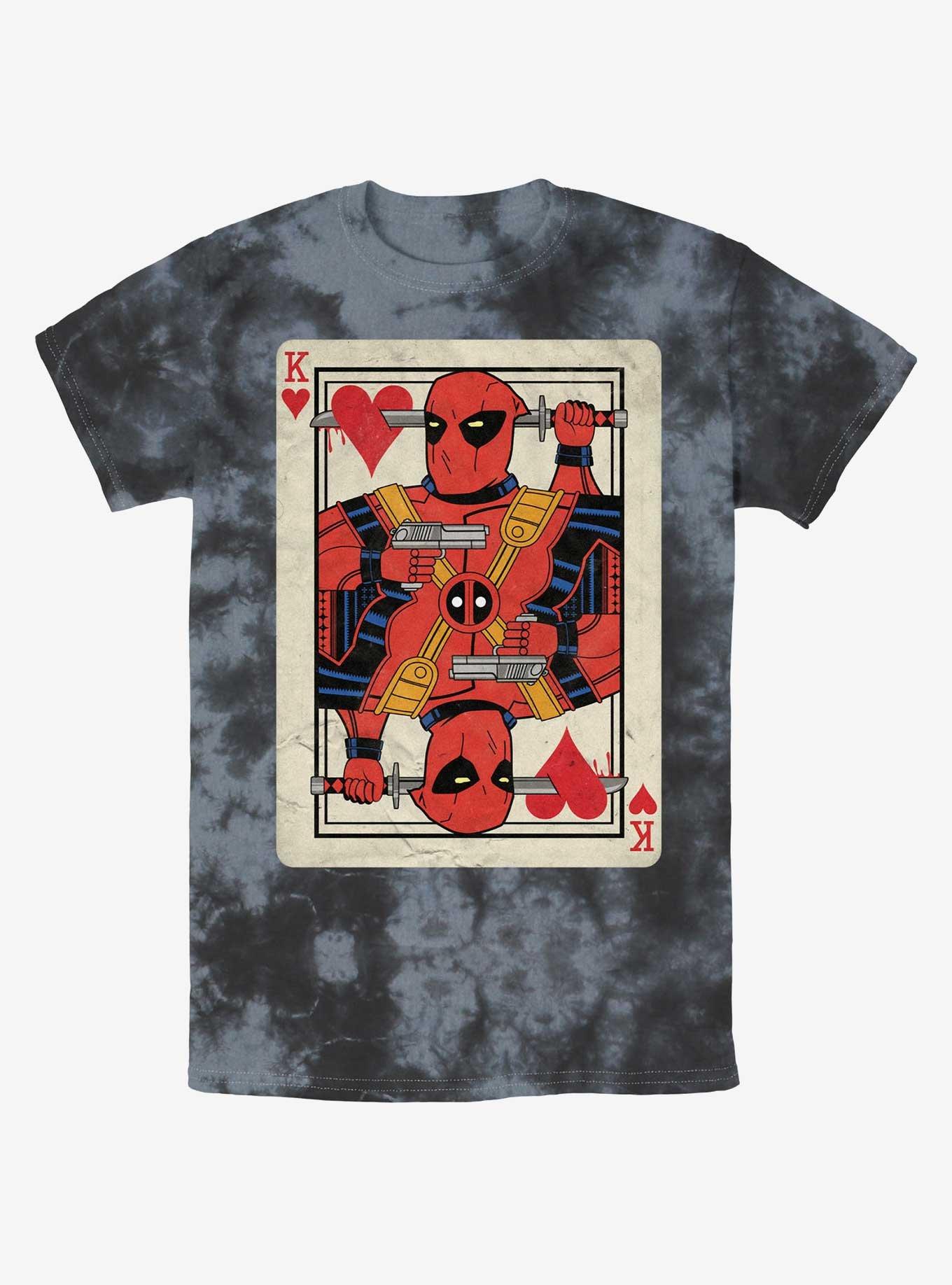 Marvel Deadpool King Of Hearts Card Tie-Dye T-Shirt, BLKCHAR, hi-res
