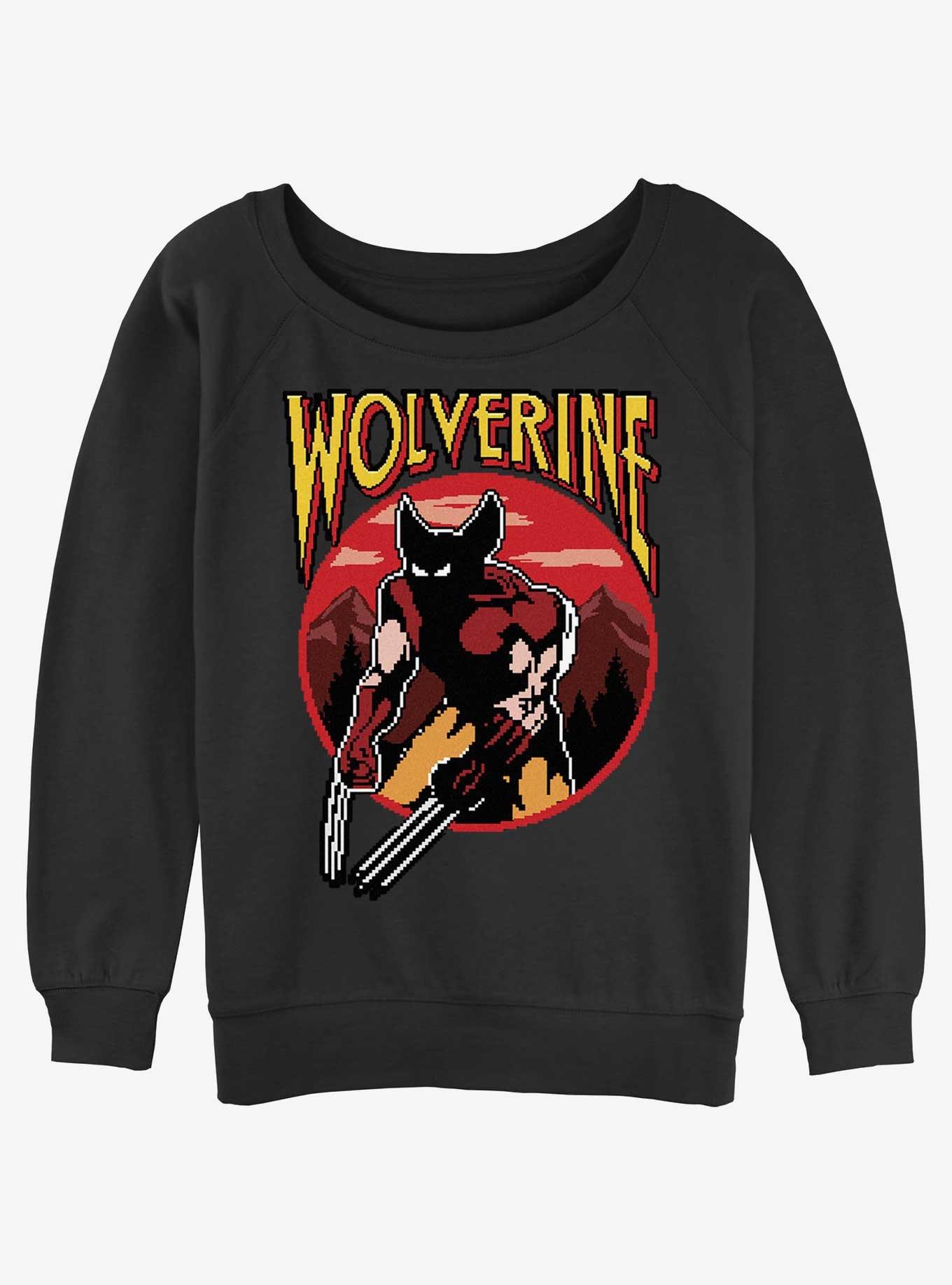 Wolverine Pixel Wolverine Womens Slouchy Sweatshirt, BLACK, hi-res