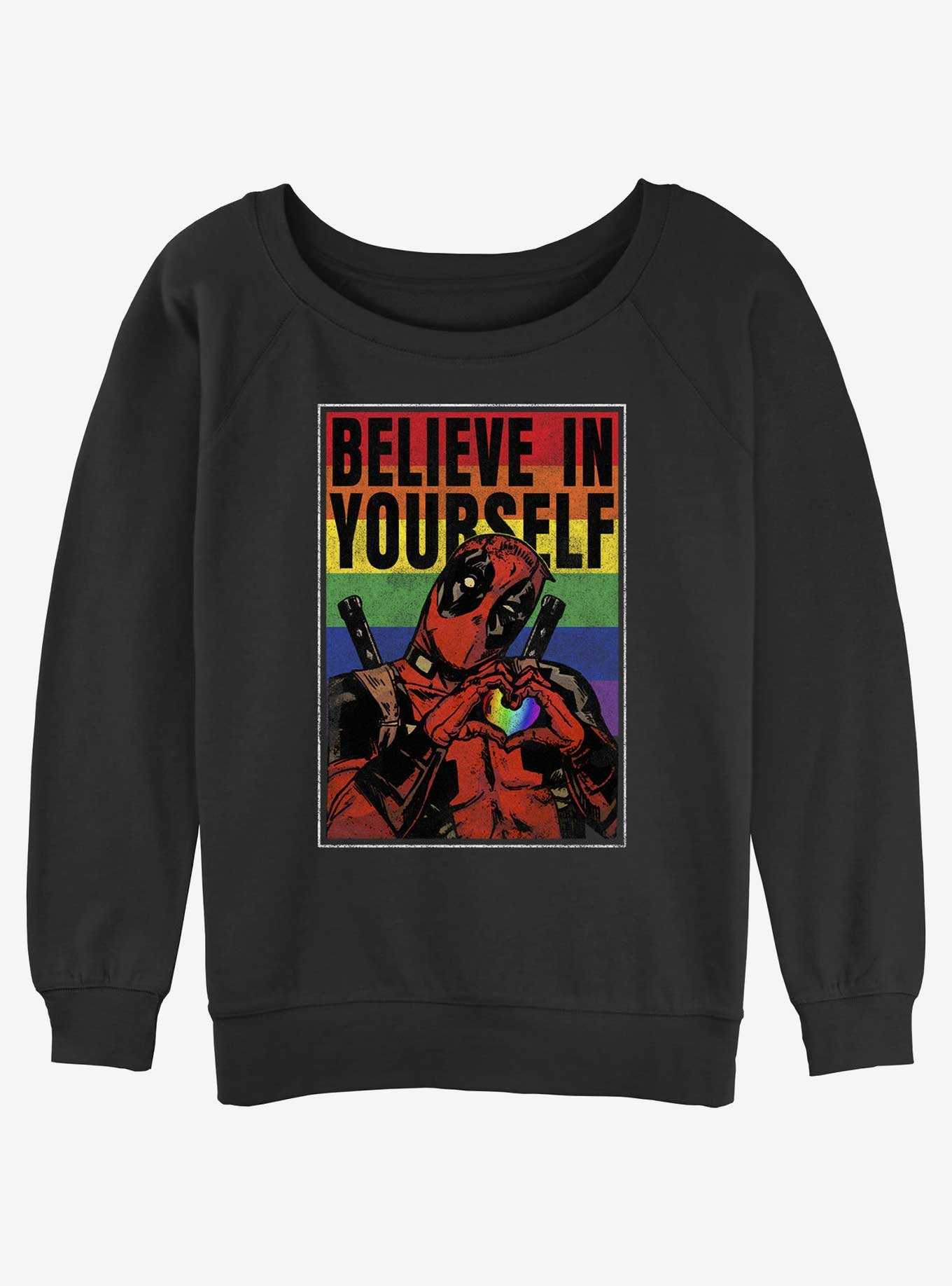 Marvel Deadpool Believe In Yourself Poster Womens Slouchy Sweatshirt, , hi-res