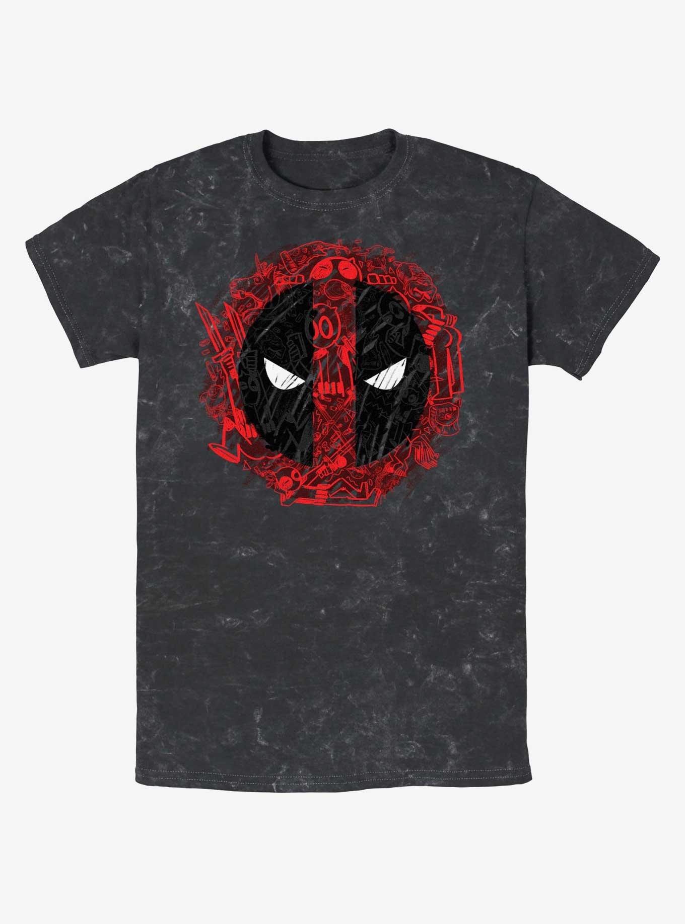 Marvel Deadpool Evil Eye Icons Mineral Wash T-Shirt, BLACK, hi-res