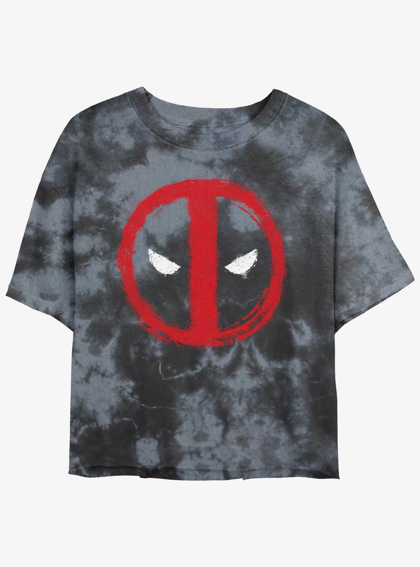 Marvel Deadpool Chalk Evil Eye Womens Tie-Dye Crop T-Shirt, BLKCHAR, hi-res