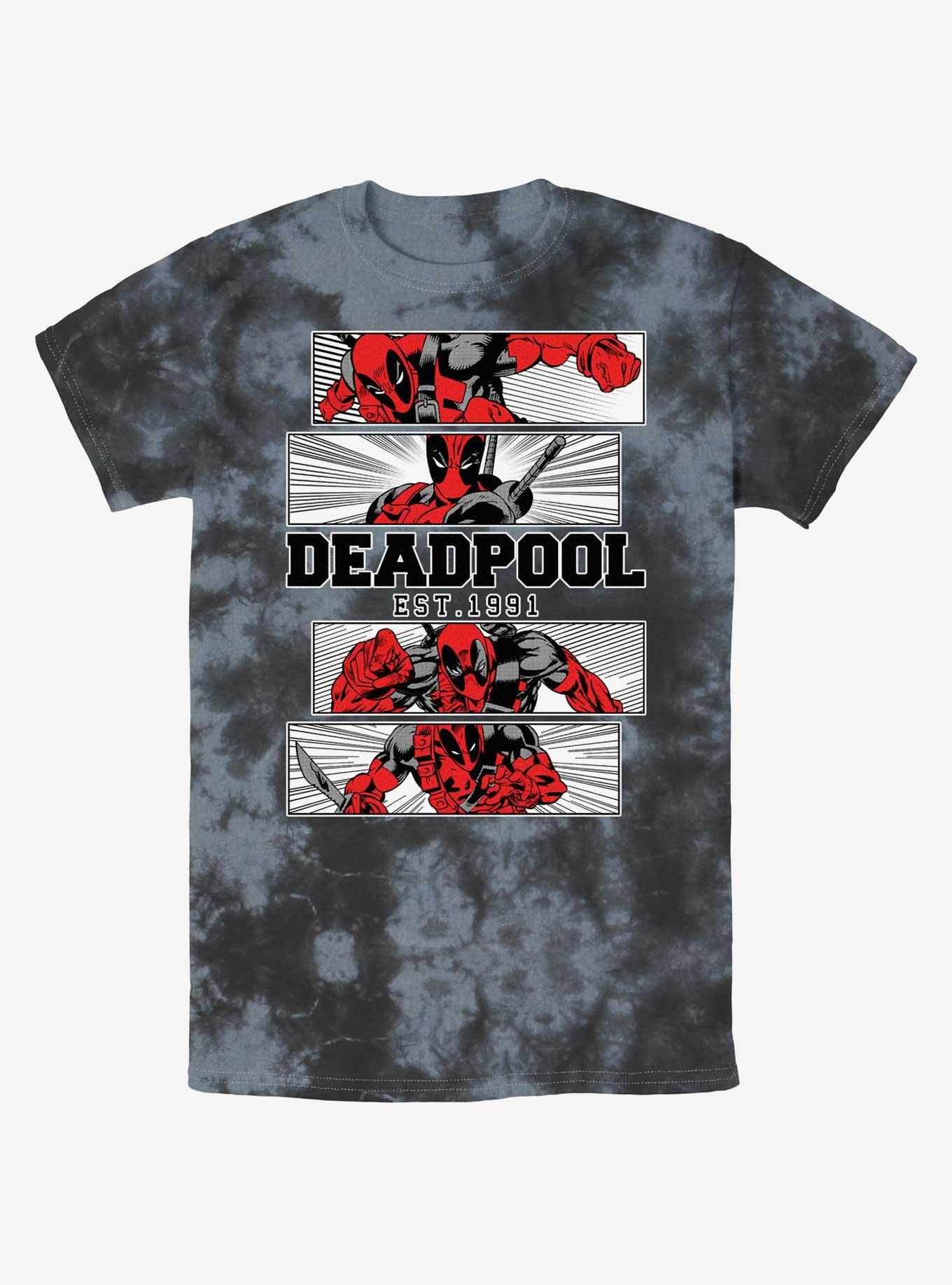 Marvel Deadpool Action Panels Tie-Dye T-Shirt, BLKCHAR, hi-res