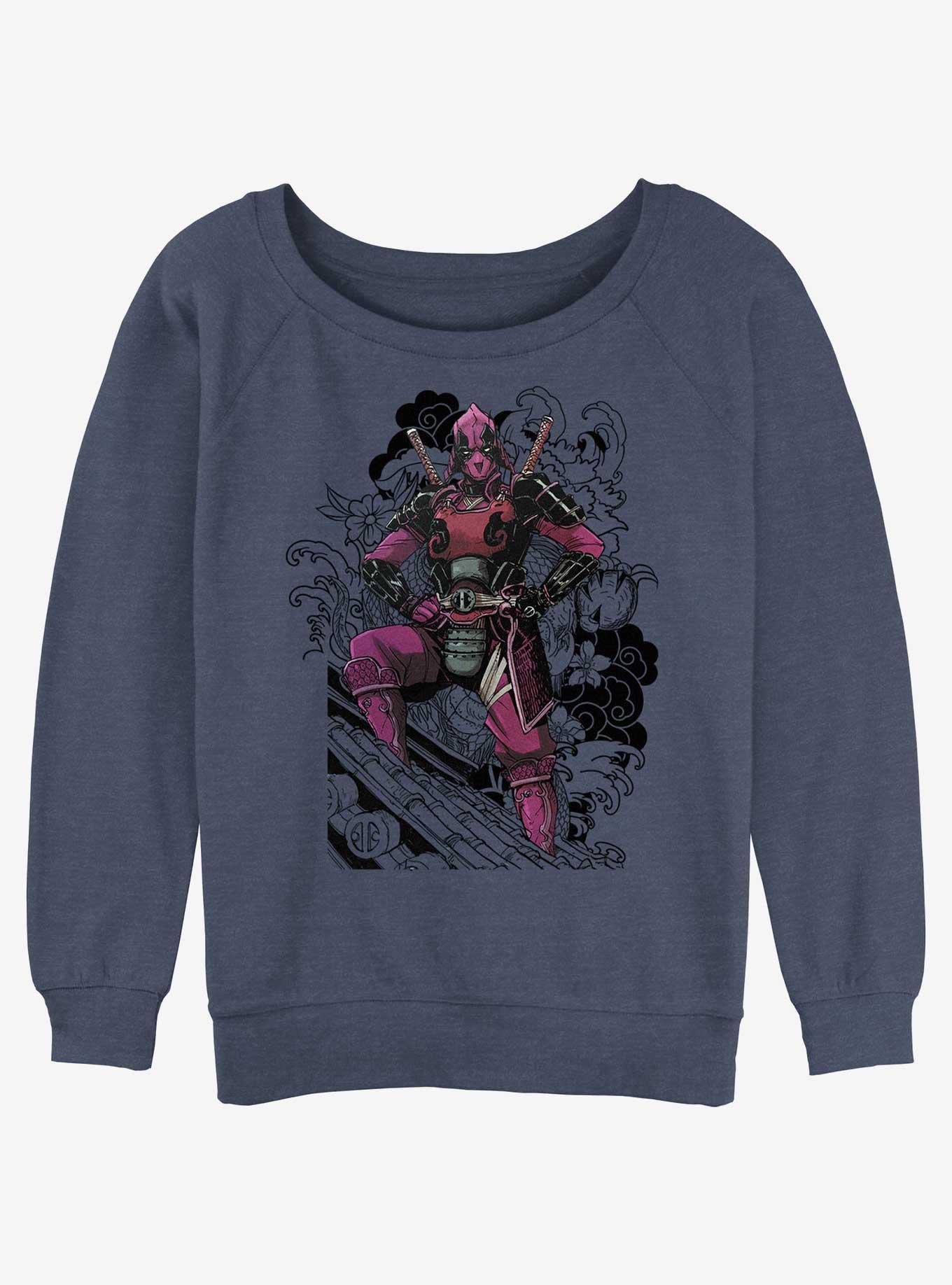 Marvel Deadpool Dragon Ninja Womens Slouchy Sweatshirt, BLUEHTR, hi-res