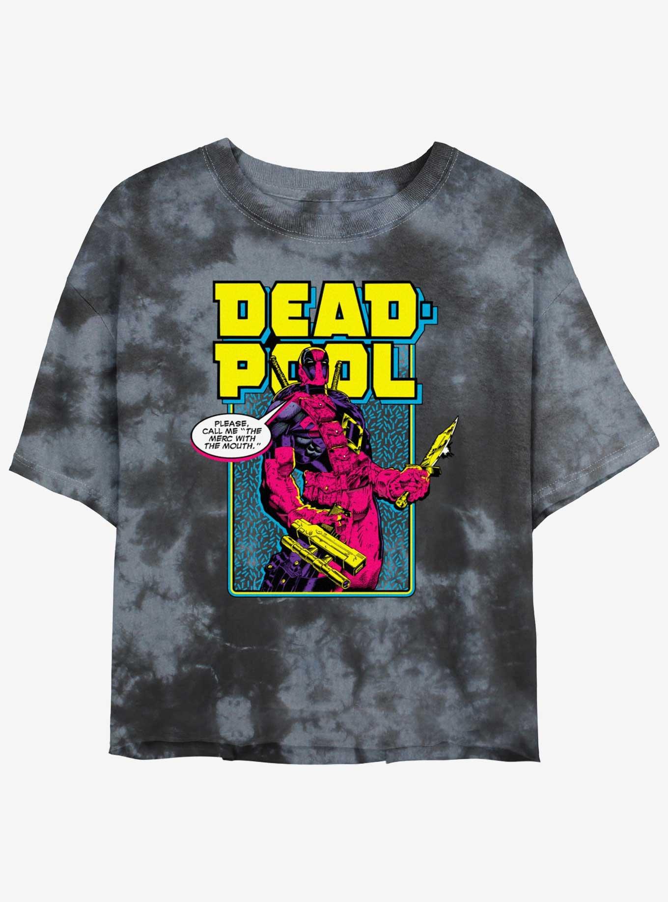 Marvel Deadpool Name Change Womens Tie-Dye Crop T-Shirt, BLKCHAR, hi-res