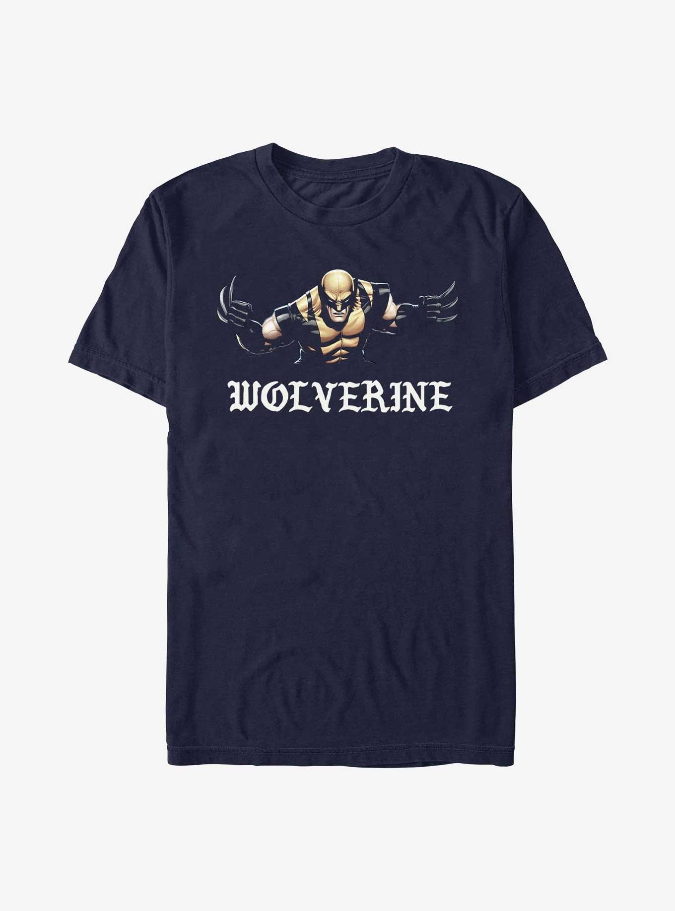 Wolverine Punch With Blades T-Shirt, NAVY, hi-res