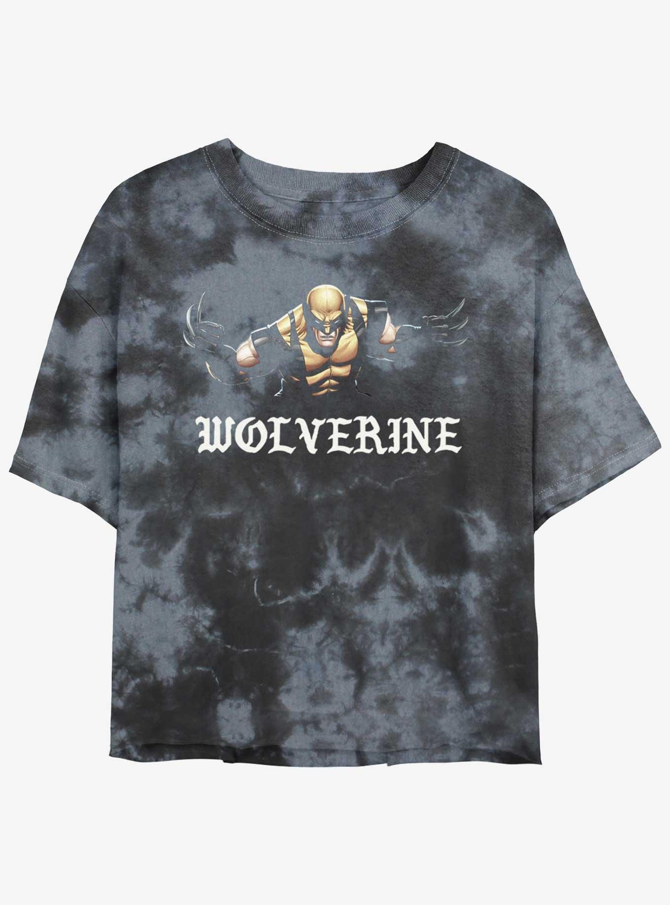 Wolverine Punch With Blades Womens Tie-Dye Crop T-Shirt, BLKCHAR, hi-res
