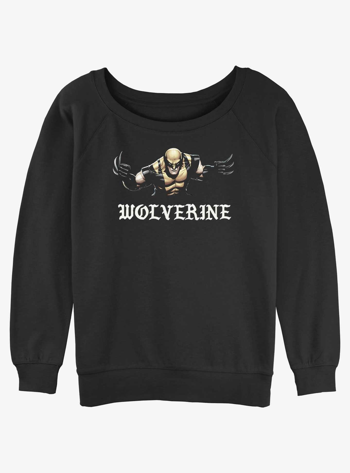 Wolverine Punch With Blades Womens Slouchy Sweatshirt, BLACK, hi-res