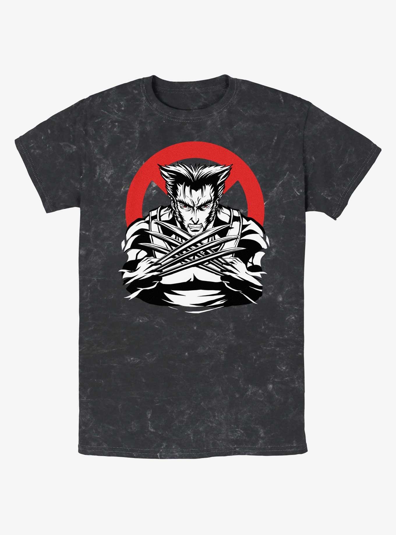Wolverine Mutated X Logo Mineral Wash T-Shirt, BLACK, hi-res
