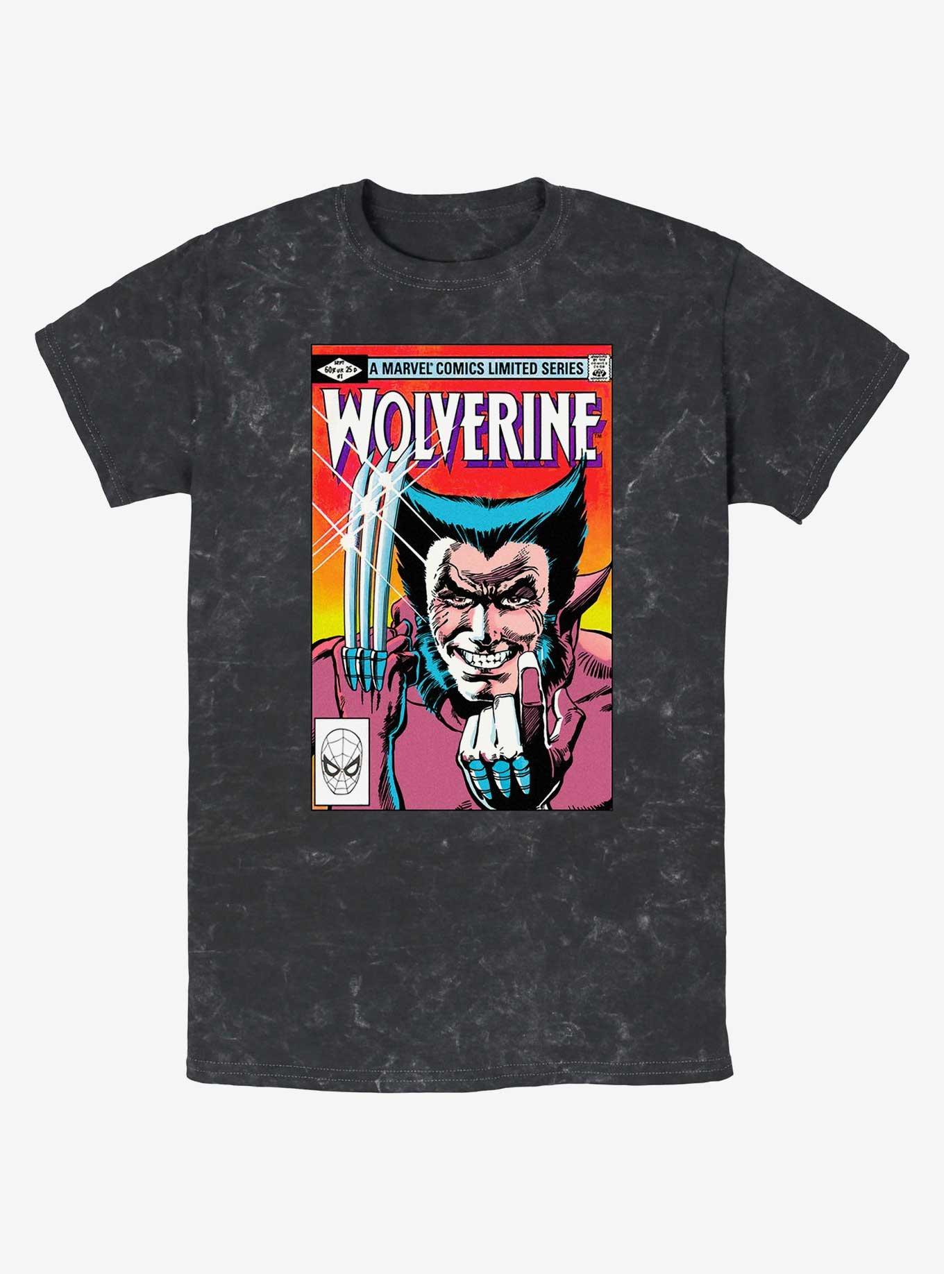 Wolverine Comic Cover Mineral Wash T-Shirt, BLACK, hi-res