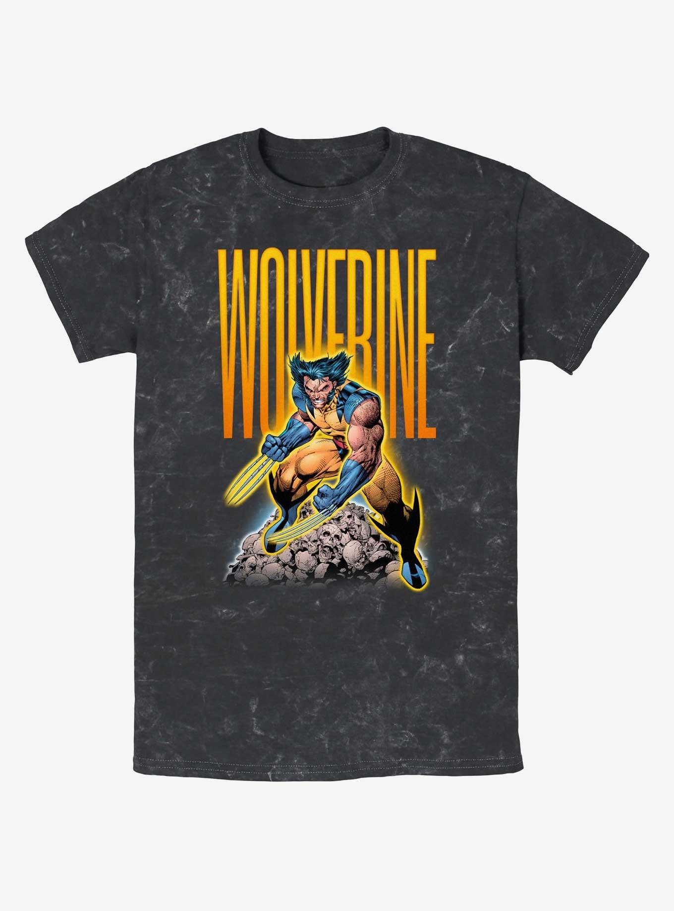 Wolverine Skull Pile Mineral Wash T-Shirt, BLACK, hi-res