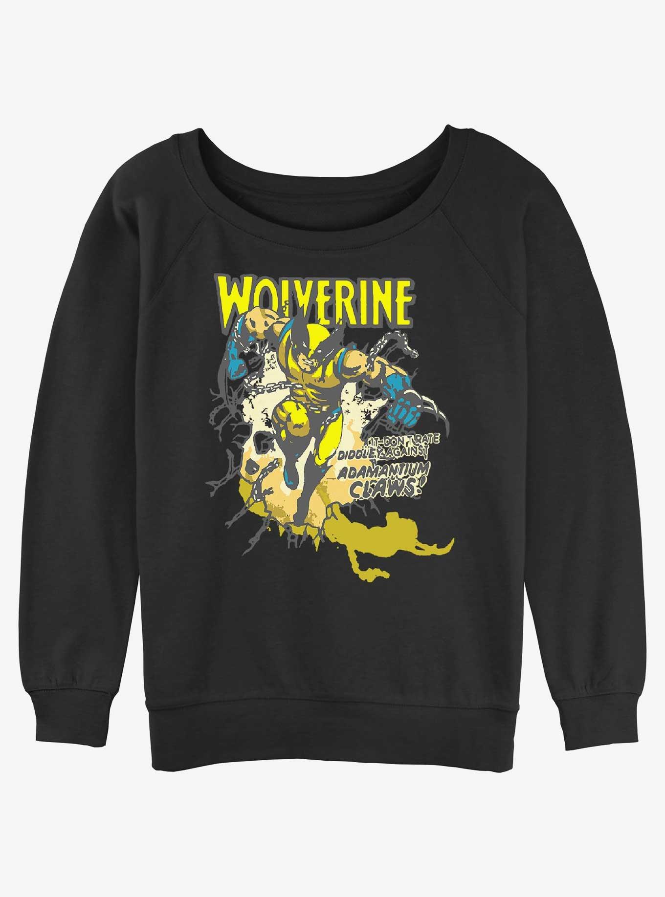 Wolverine Adamantium Time Womens Slouchy Sweatshirt, BLACK, hi-res