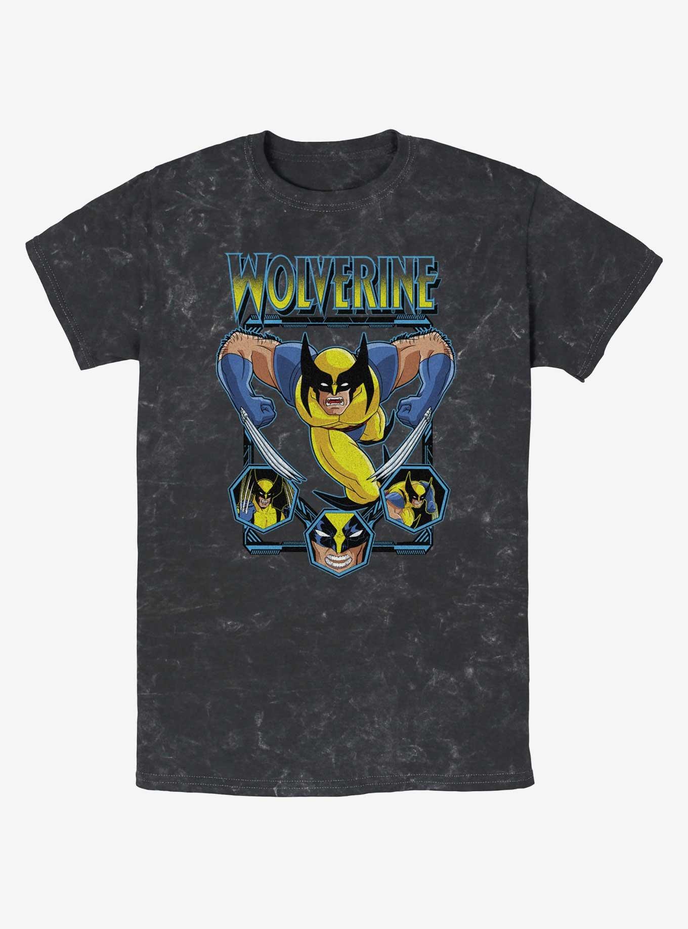 Wolverine Animated Attack Mineral Wash T-Shirt, BLACK, hi-res