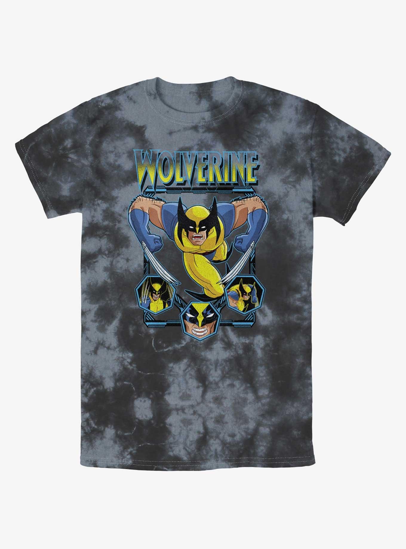 Wolverine Animated Attack Tie-Dye T-Shirt, BLKCHAR, hi-res