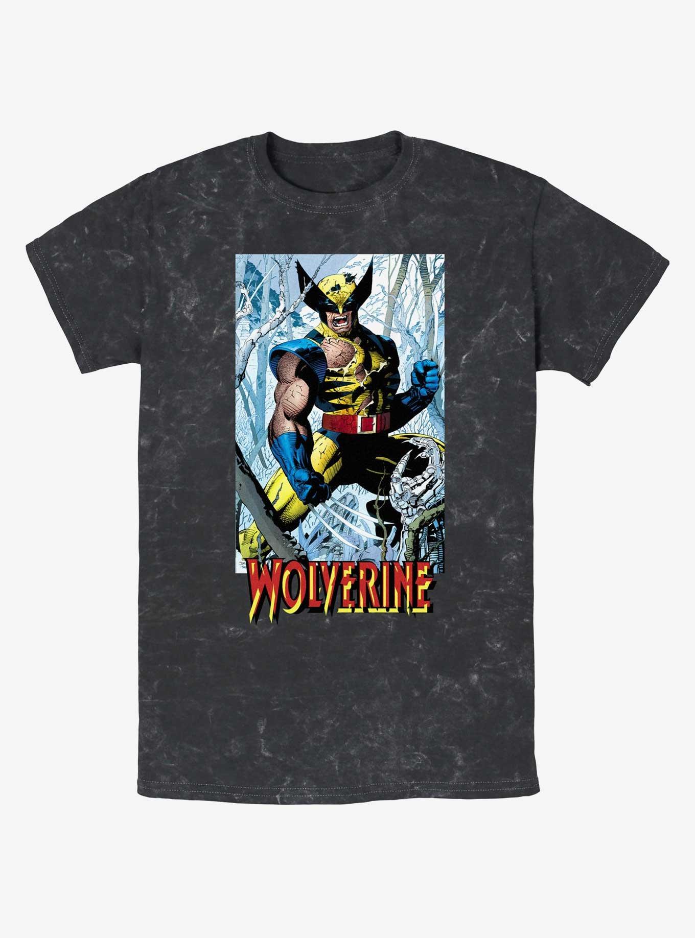 Wolverine Discipline 22 From Then Til Now Trading Card Mineral Wash T-Shirt, BLACK, hi-res